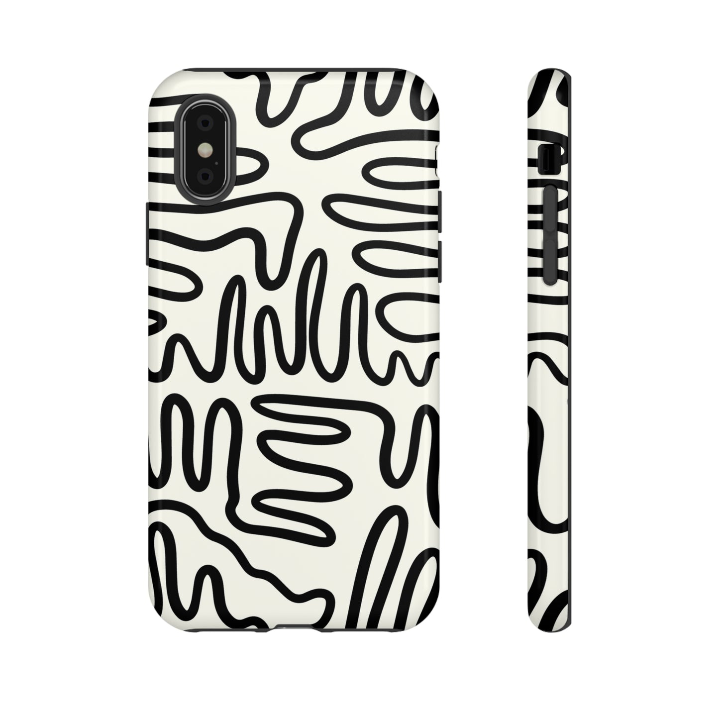 Black and White Squigles | Tough Phone Case