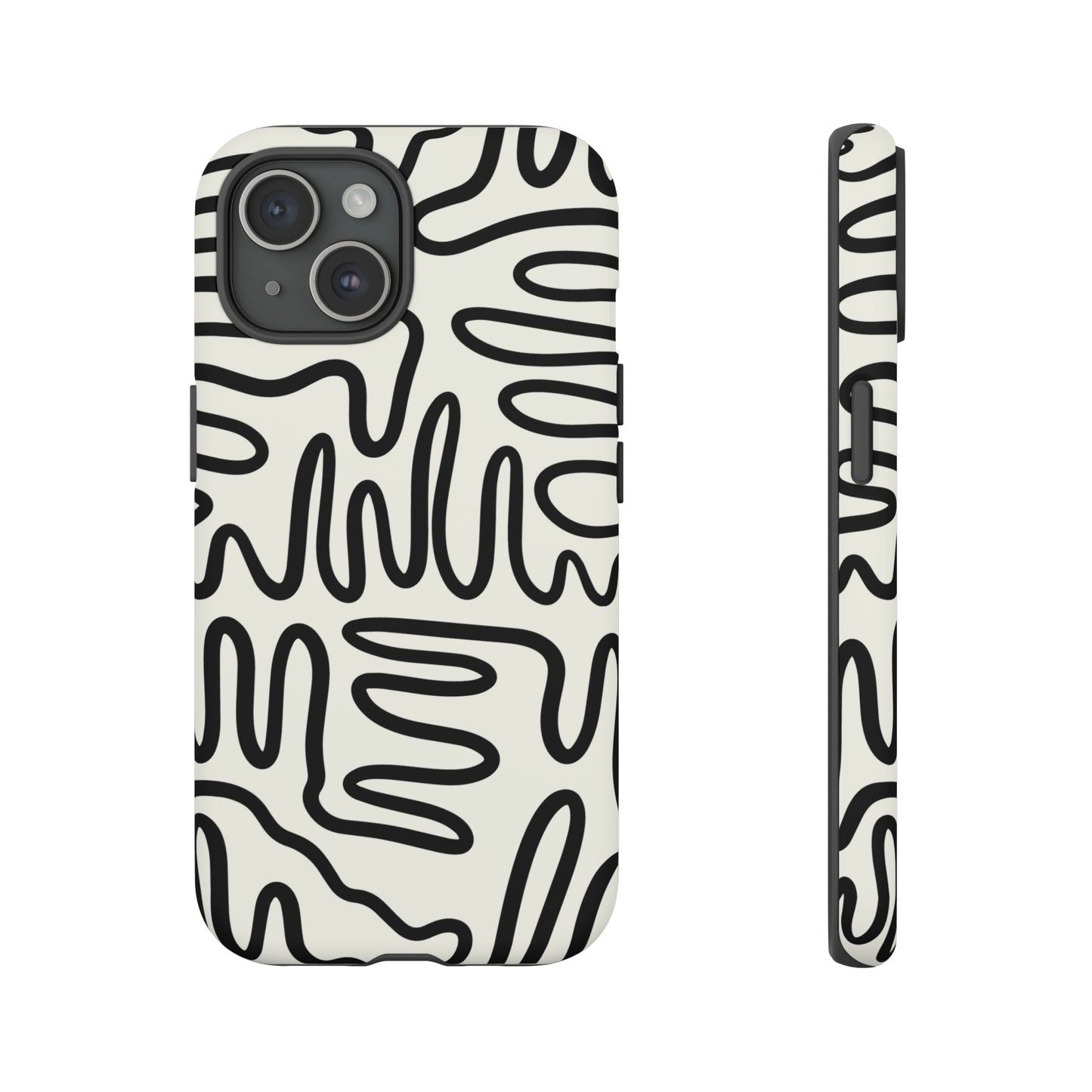 Black and White Squigles | Tough Phone Case