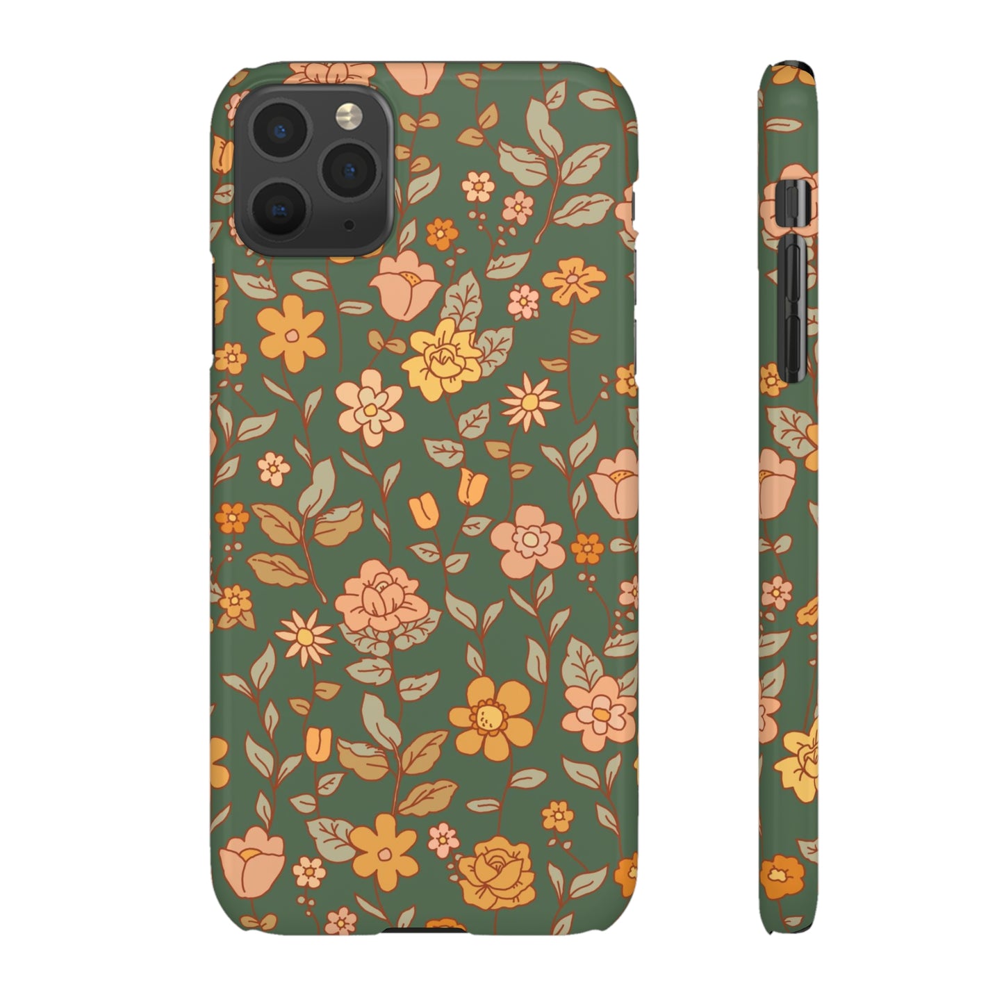 Green Old Fashioned Flowers / Snap Cases