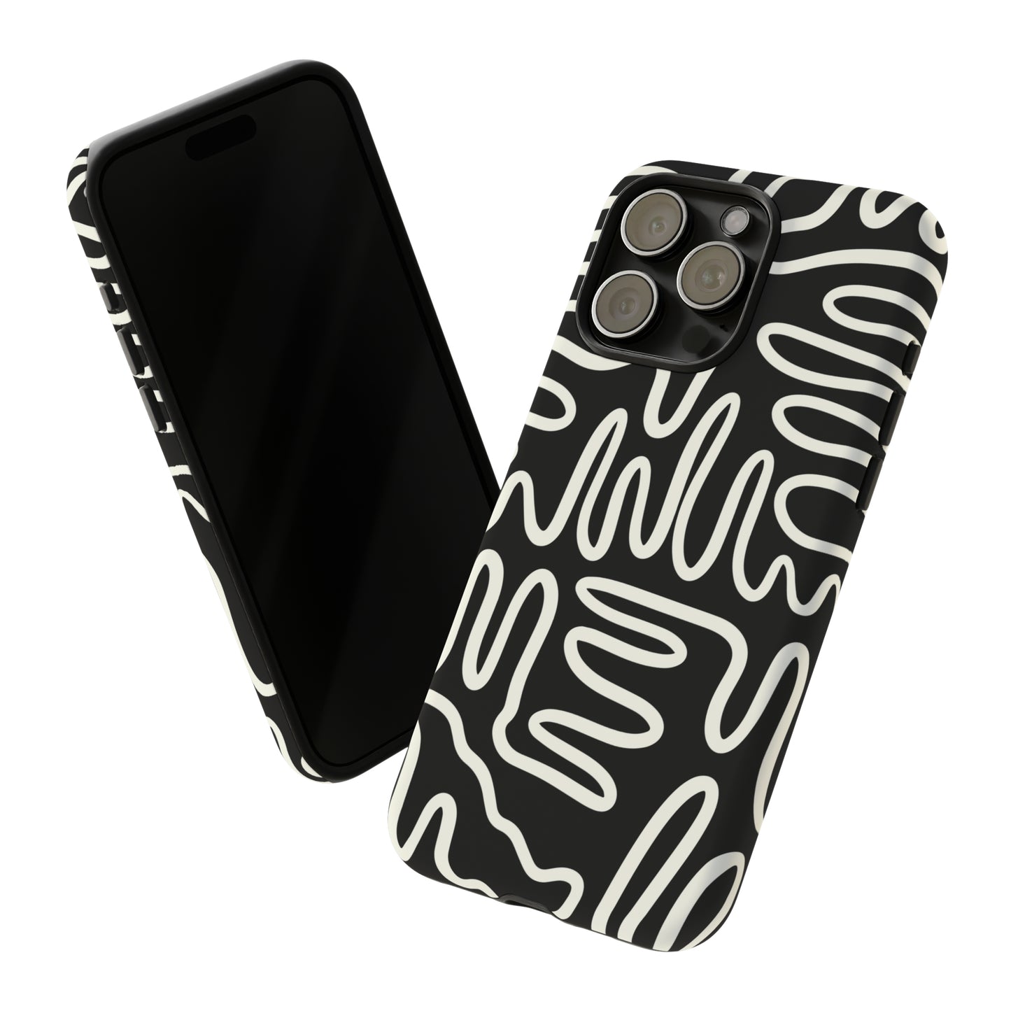 White and Black Squigles | Tough Phone Case