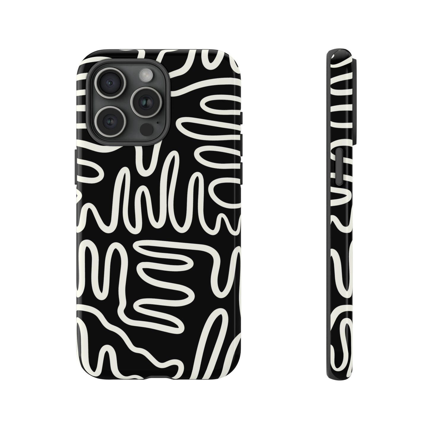 White and Black Squigles | Tough Phone Case