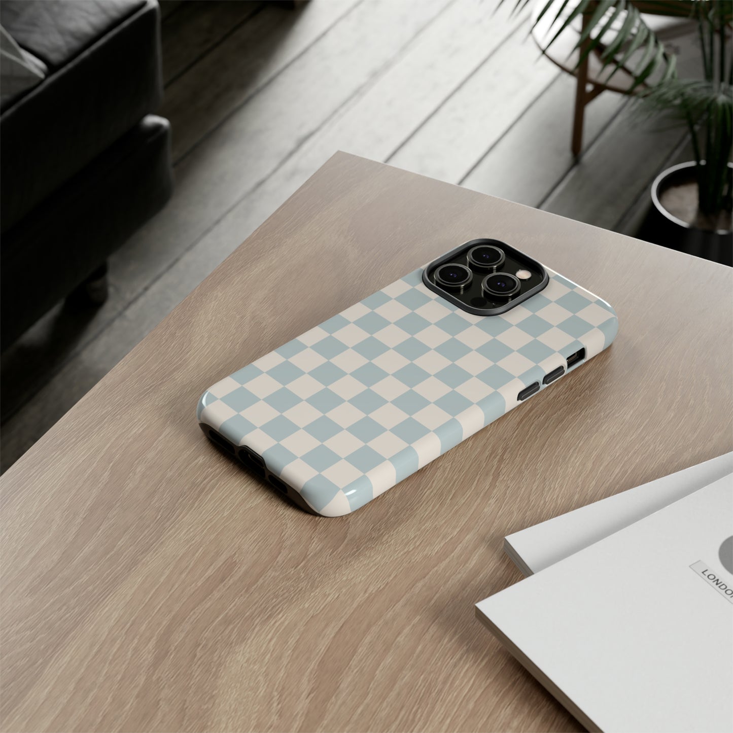 Light Blue Checkers | Tough Phone Case