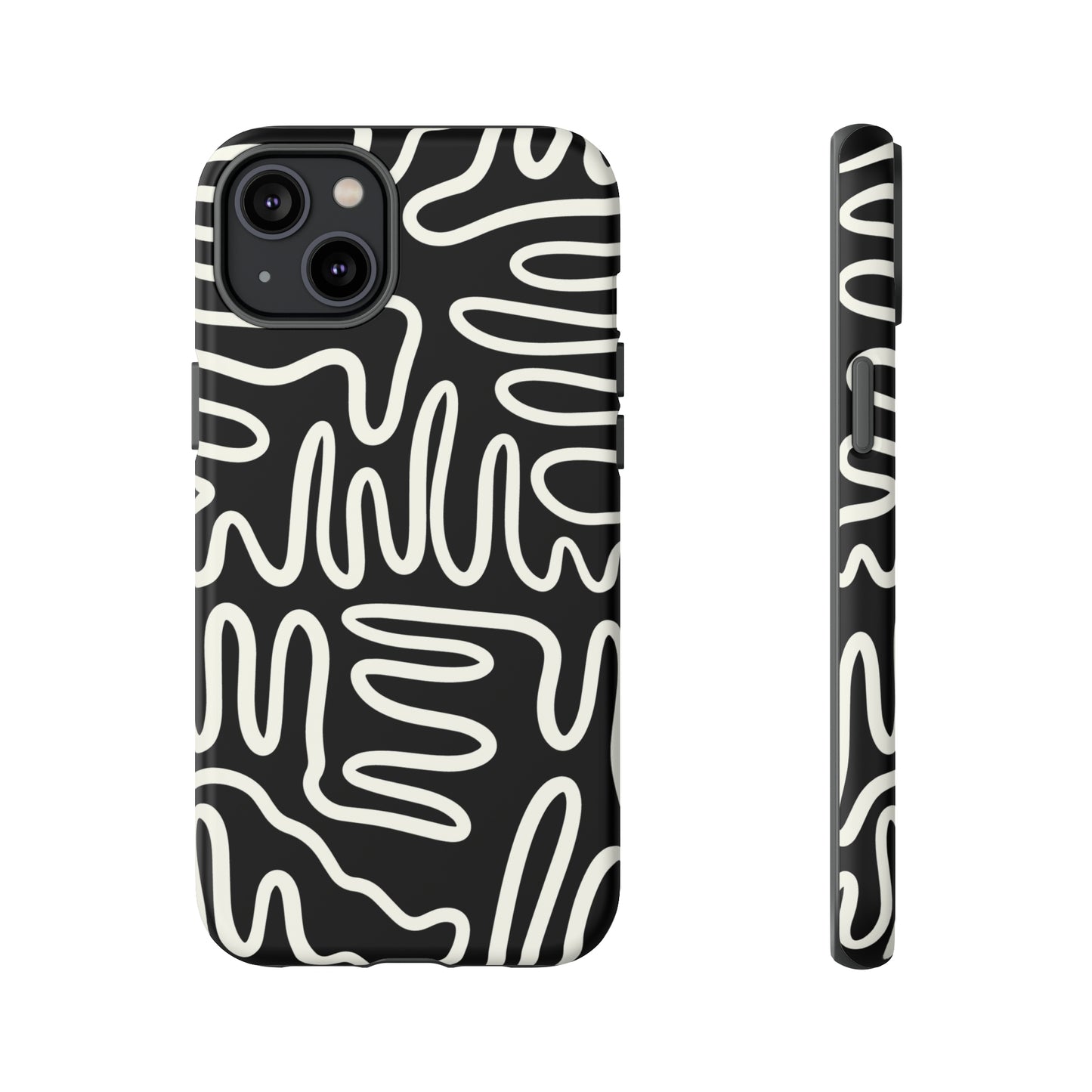 White and Black Squigles | Tough Phone Case