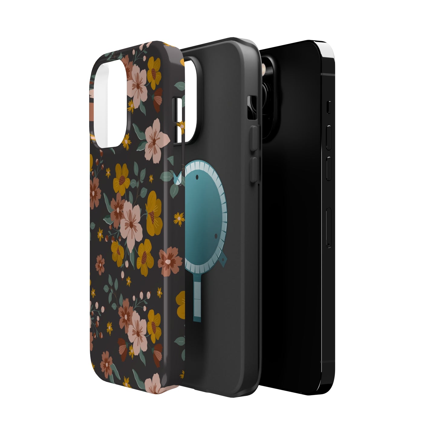 Black Faded Flowers | MagSafe Phone Cases