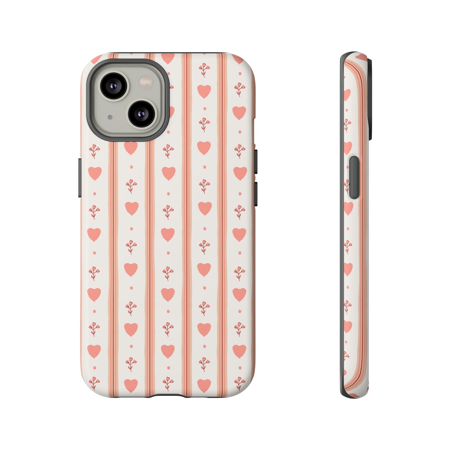 Light Pink Vintage Heart Pattern | Tough Phone Case