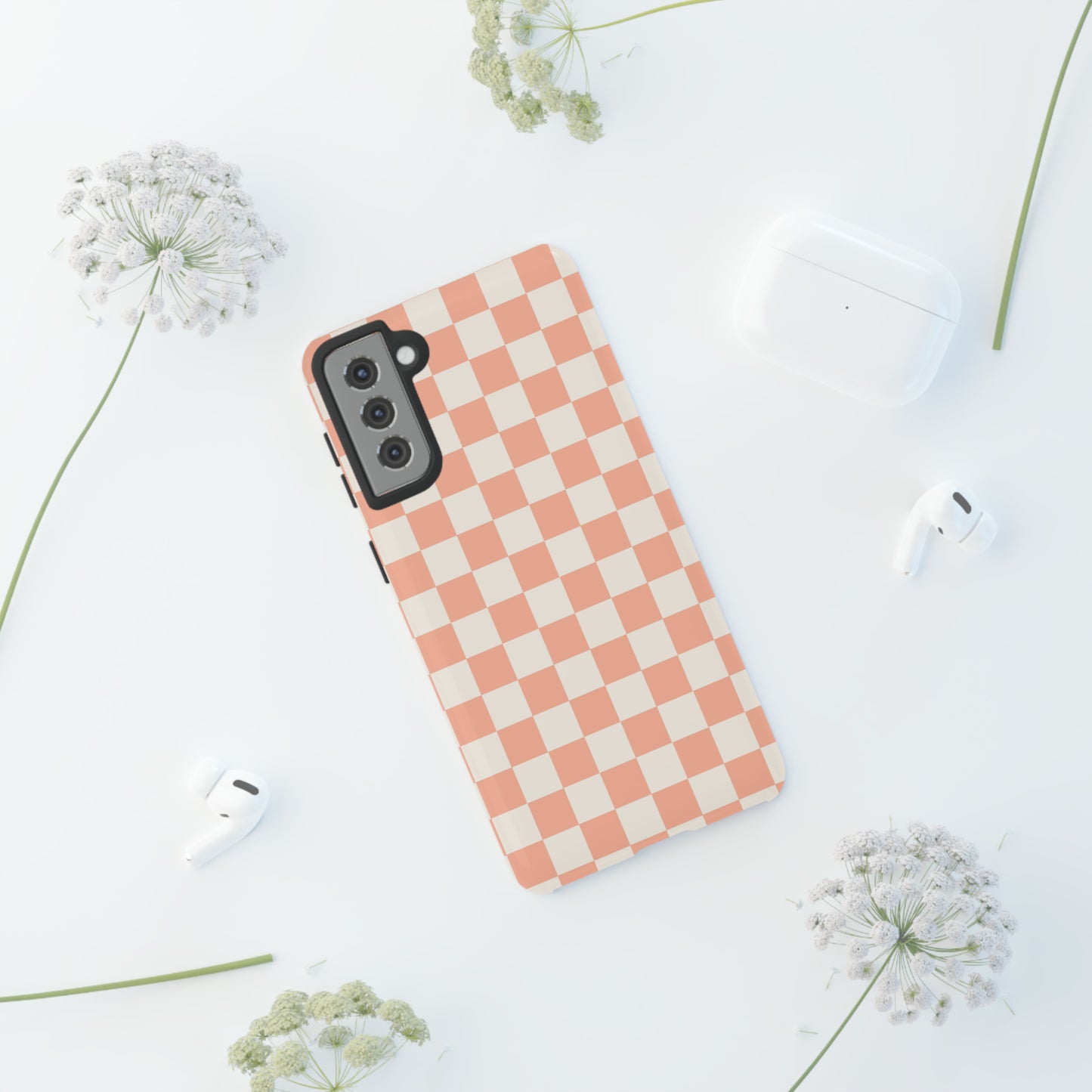 Light Peach Checkers | Tough Phone Case