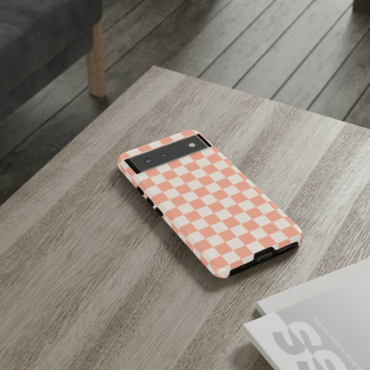 Light Peach Checkers | Tough Phone Case