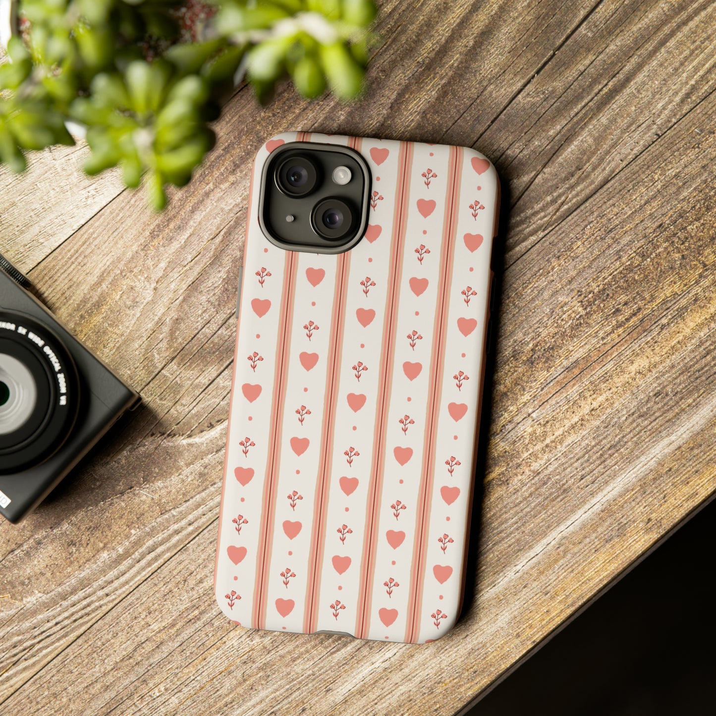 Light Pink Vintage Heart Pattern | Tough Phone Case