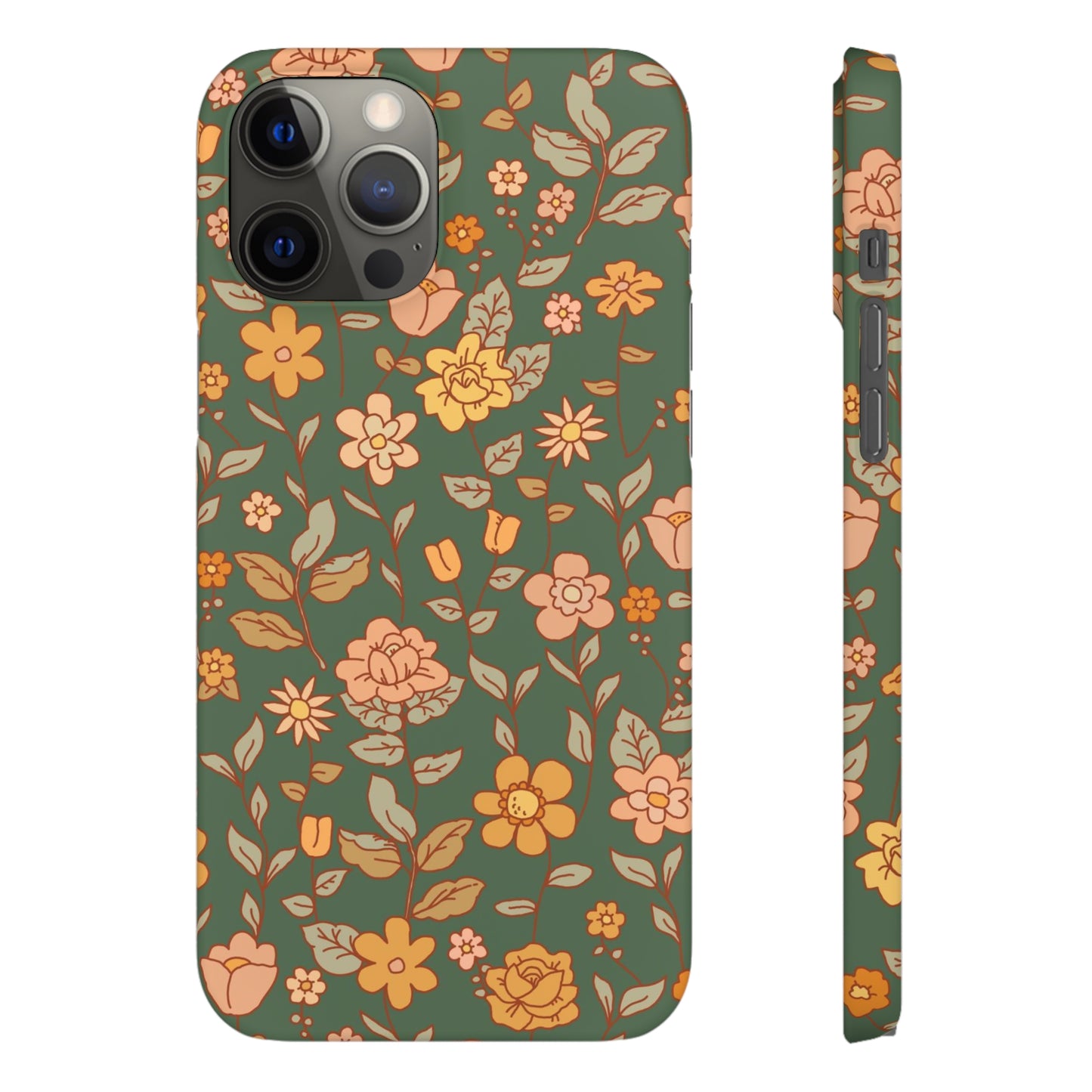 Green Old Fashioned Flowers / Snap Cases