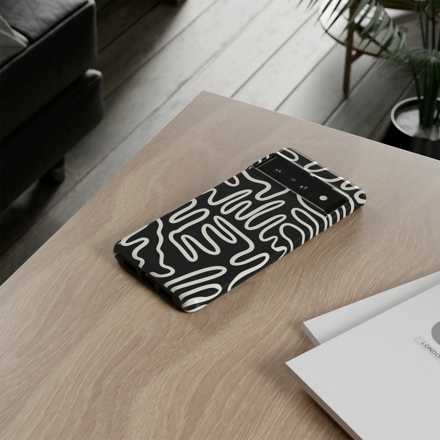 White and Black Squigles | Tough Phone Case