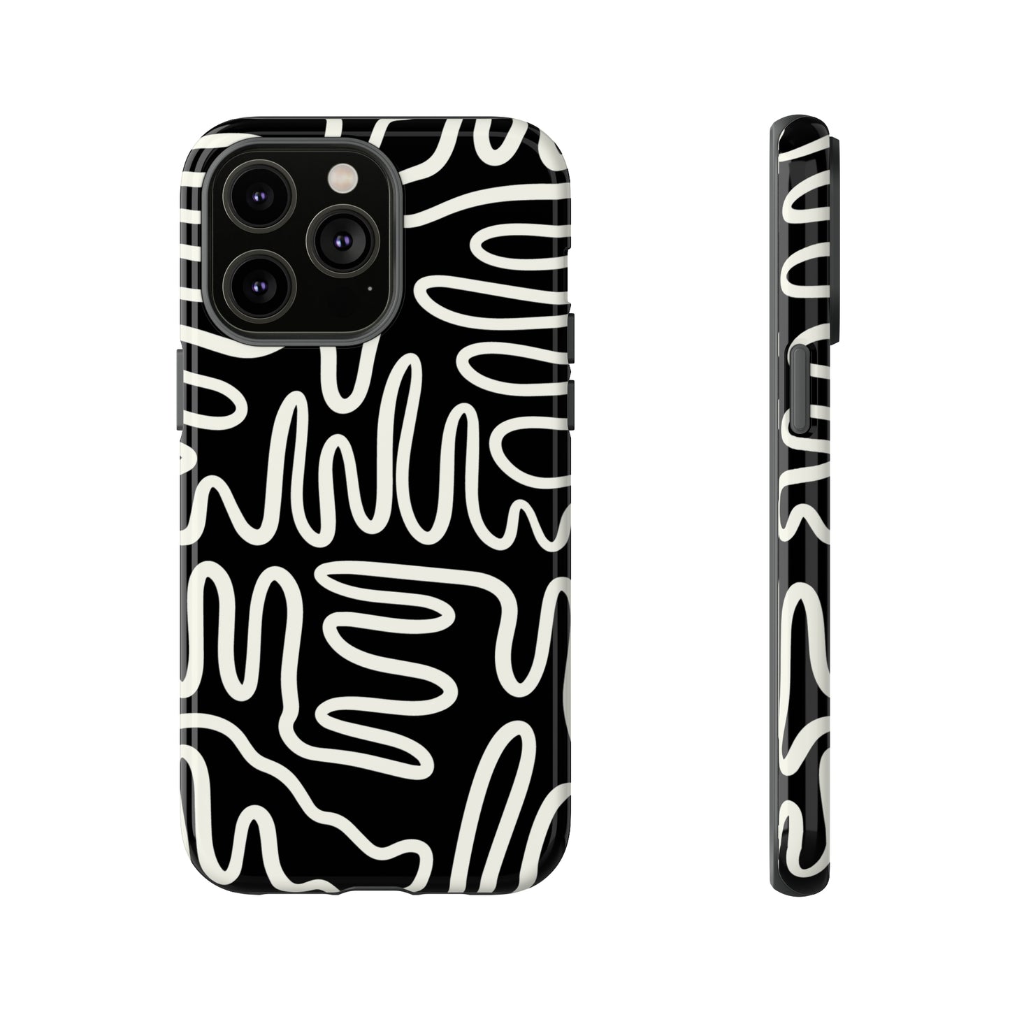 White and Black Squigles | Tough Phone Case