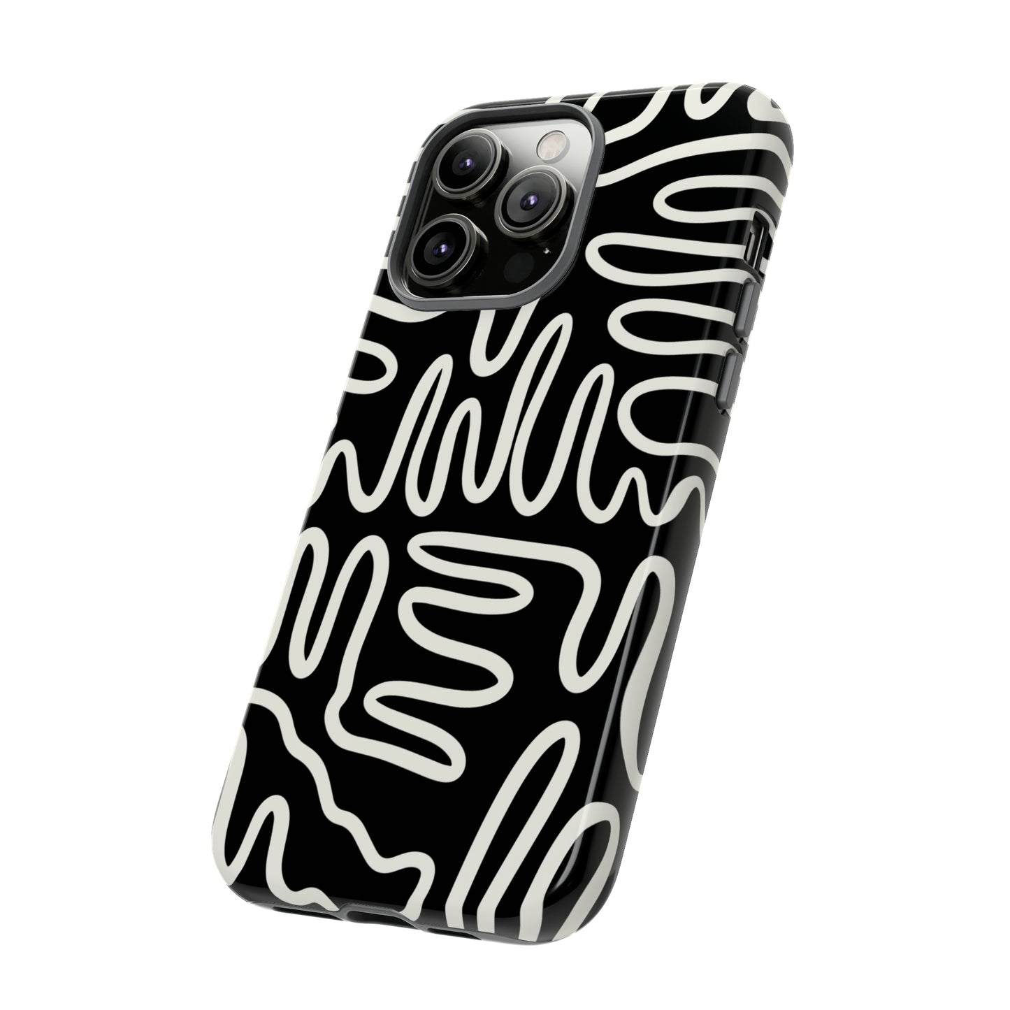 White and Black Squigles | Tough Phone Case