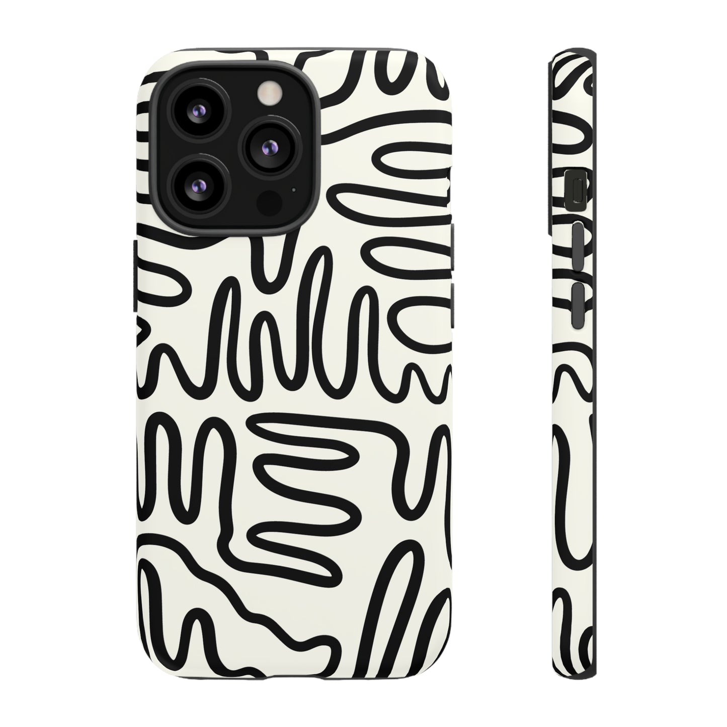 Black and White Squigles | Tough Phone Case