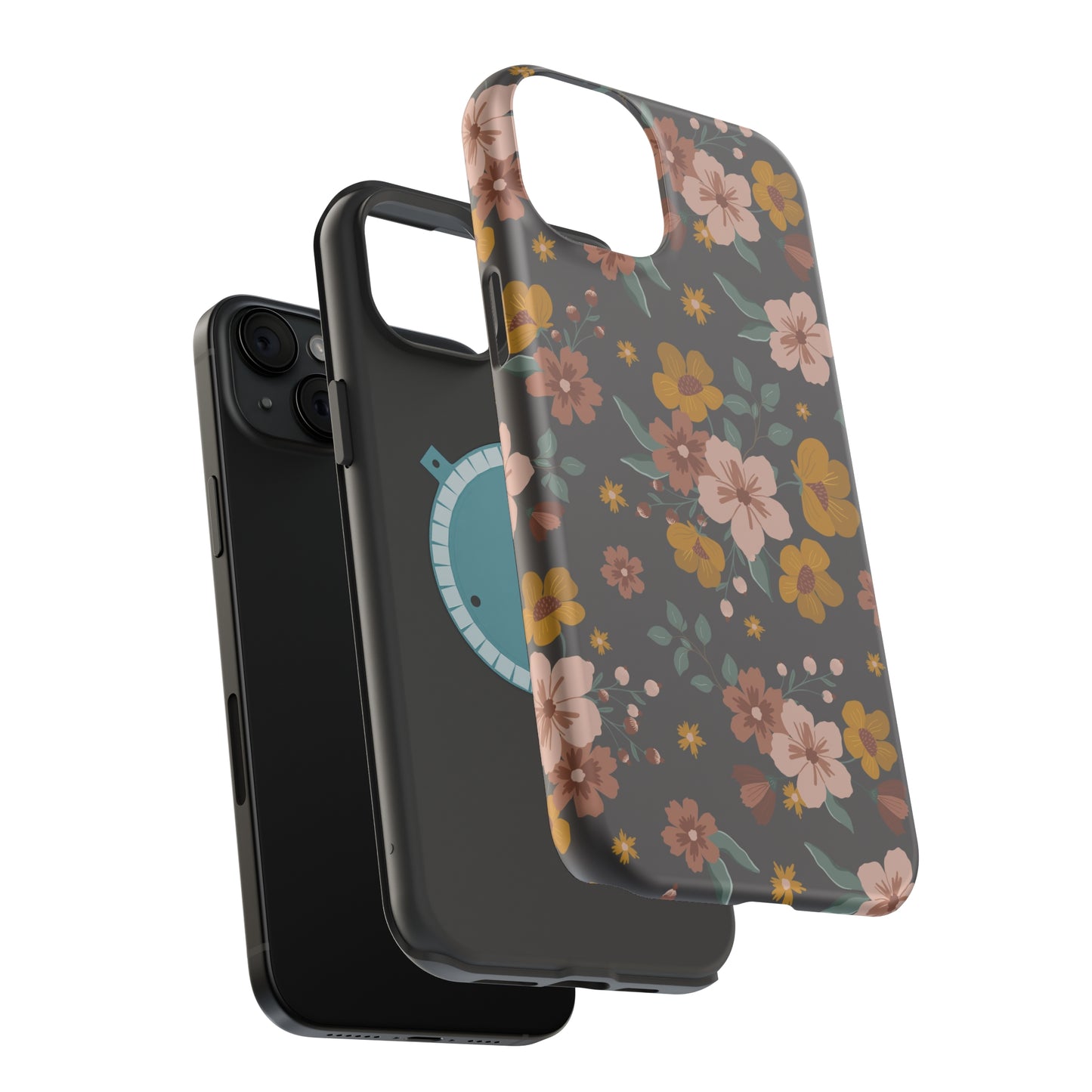 Black Faded Flowers | MagSafe Phone Cases