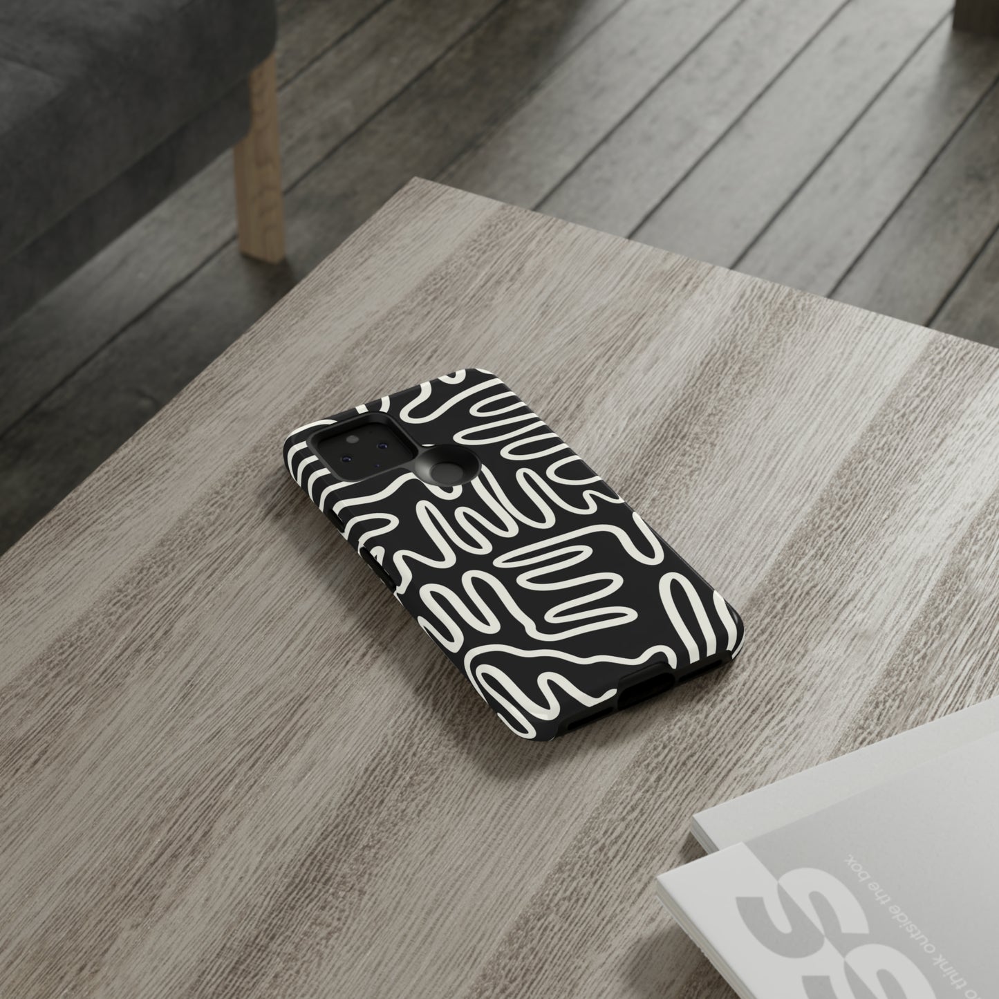 White and Black Squigles | Tough Phone Case