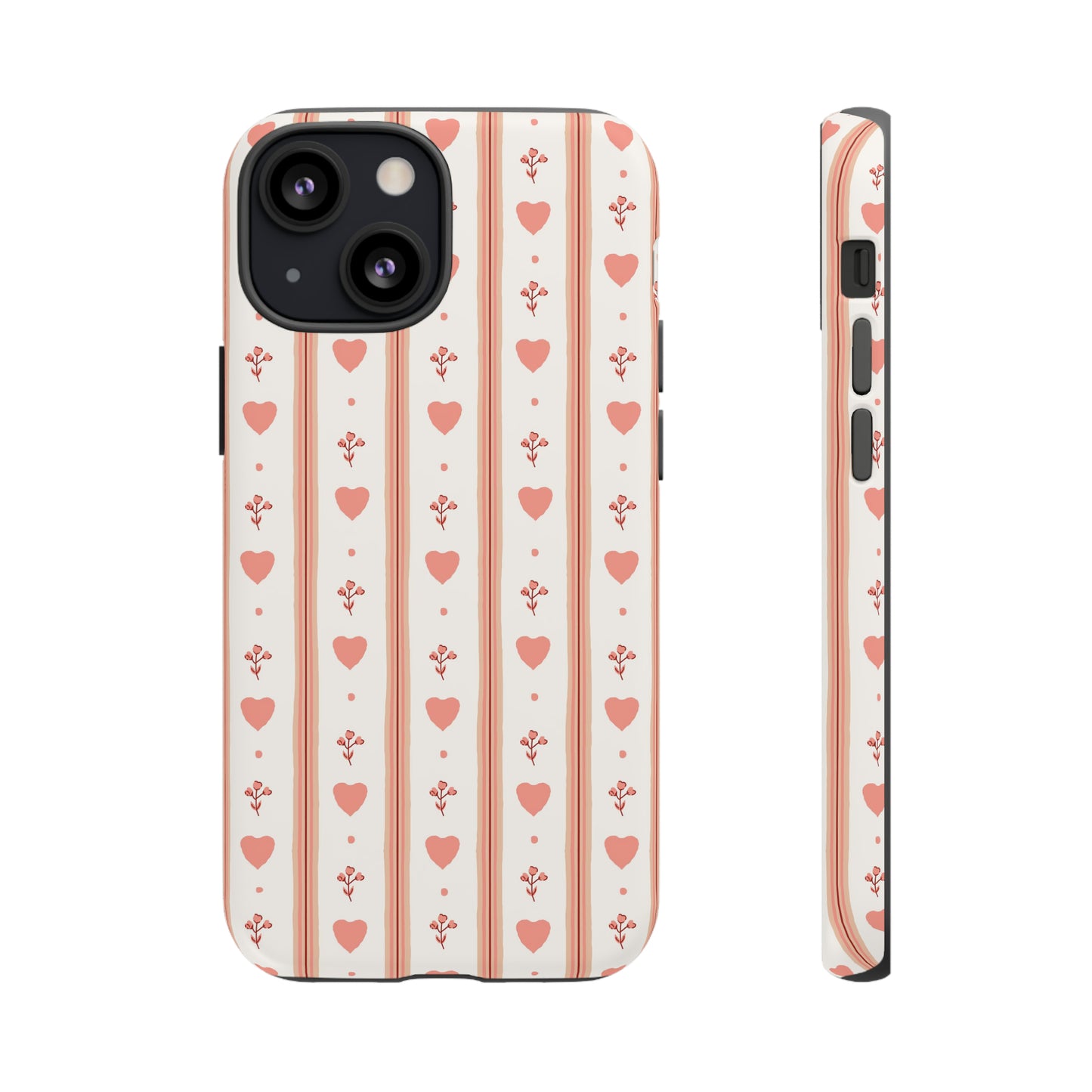 Light Pink Vintage Heart Pattern | Tough Phone Case