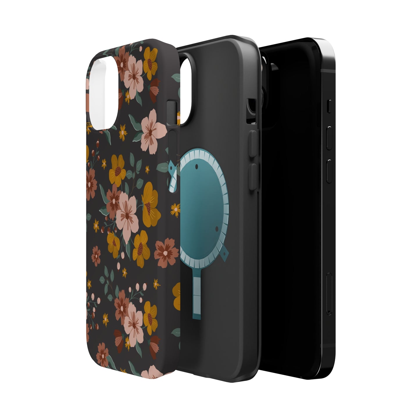 Black Faded Flowers | MagSafe Phone Cases