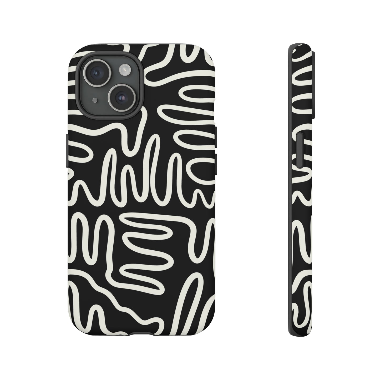 White and Black Squigles | Tough Phone Case