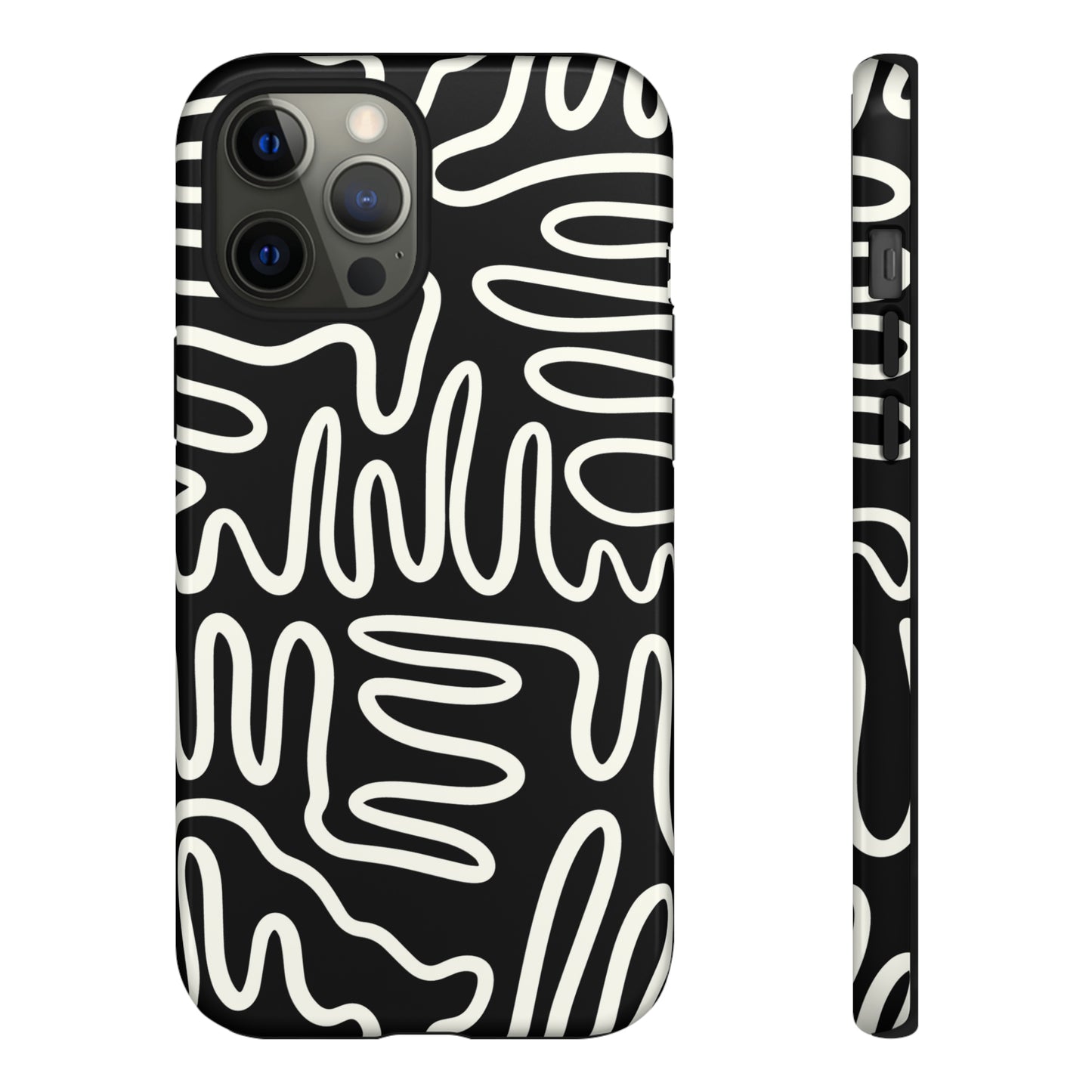 White and Black Squigles | Tough Phone Case