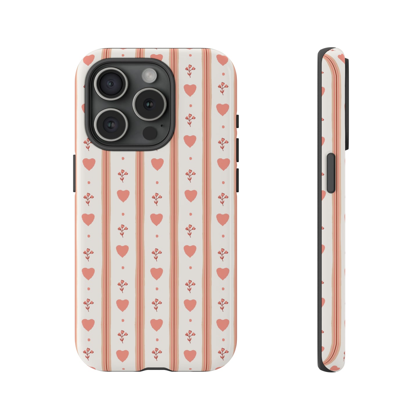 Light Pink Vintage Heart Pattern | Tough Phone Case