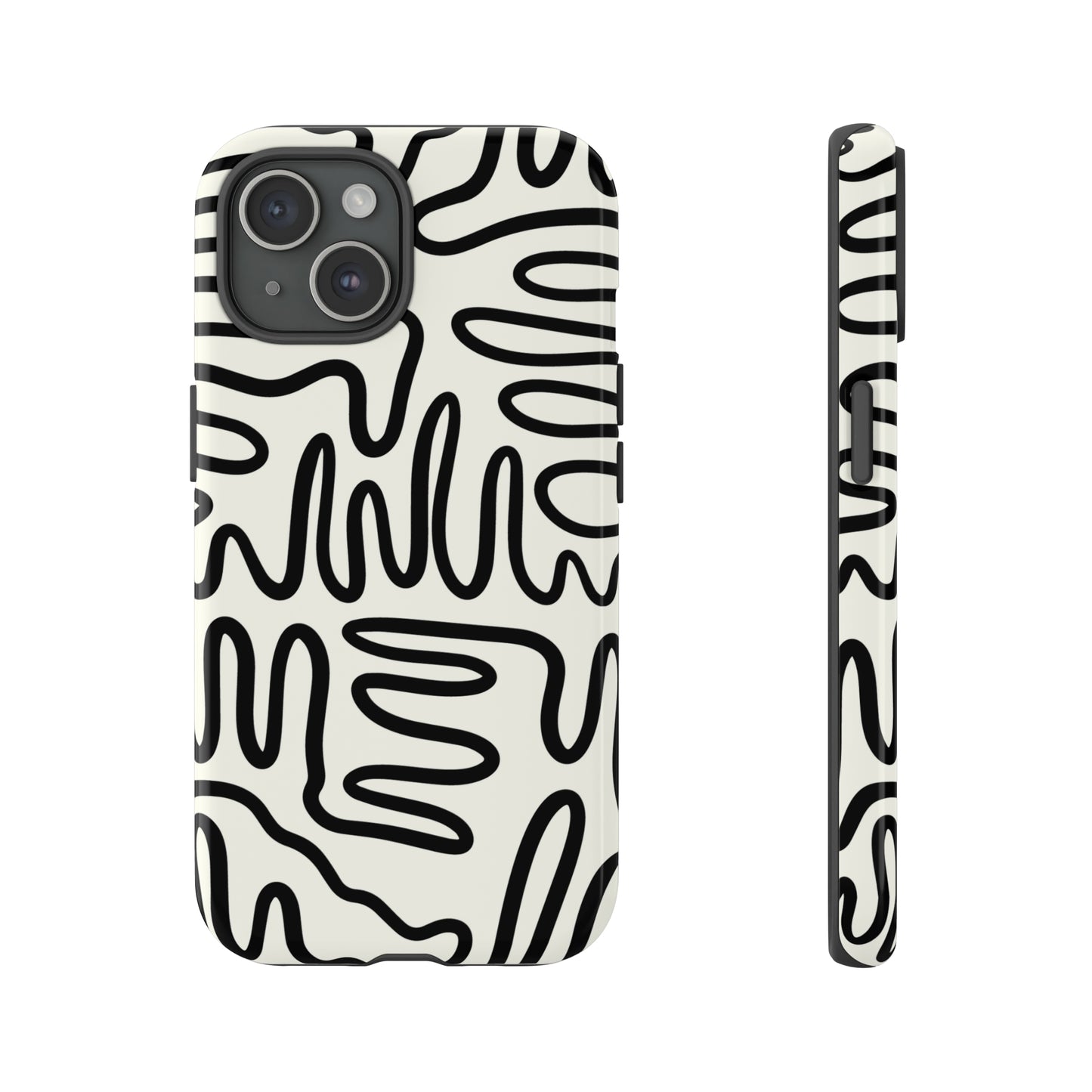 Black and White Squigles | Tough Phone Case