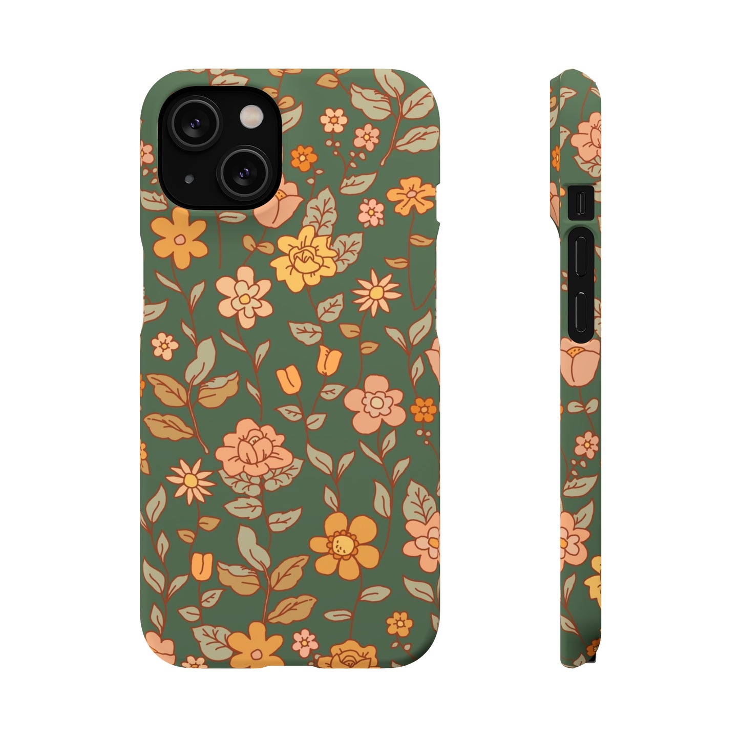 Green Old Fashioned Flowers / Snap Cases