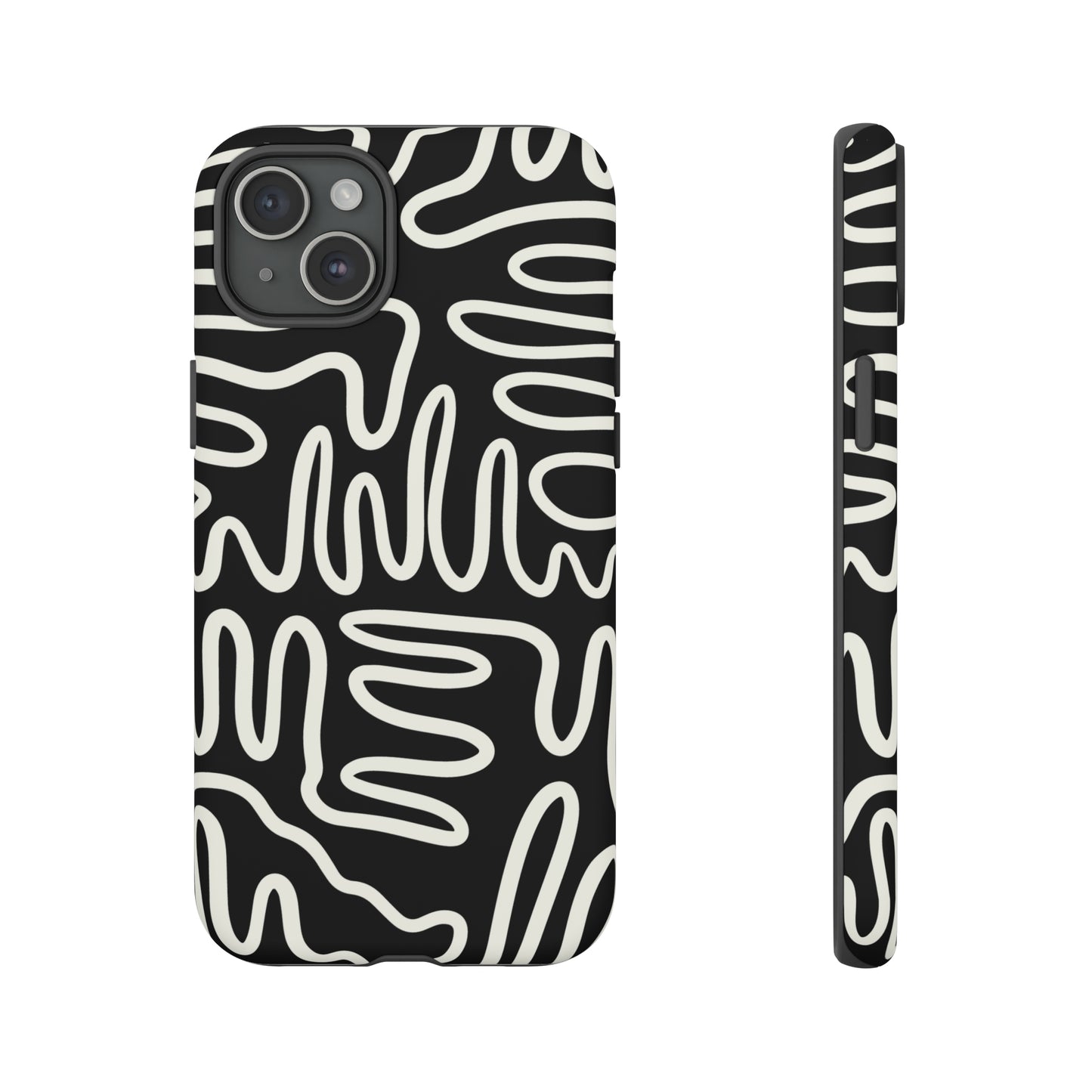 White and Black Squigles | Tough Phone Case