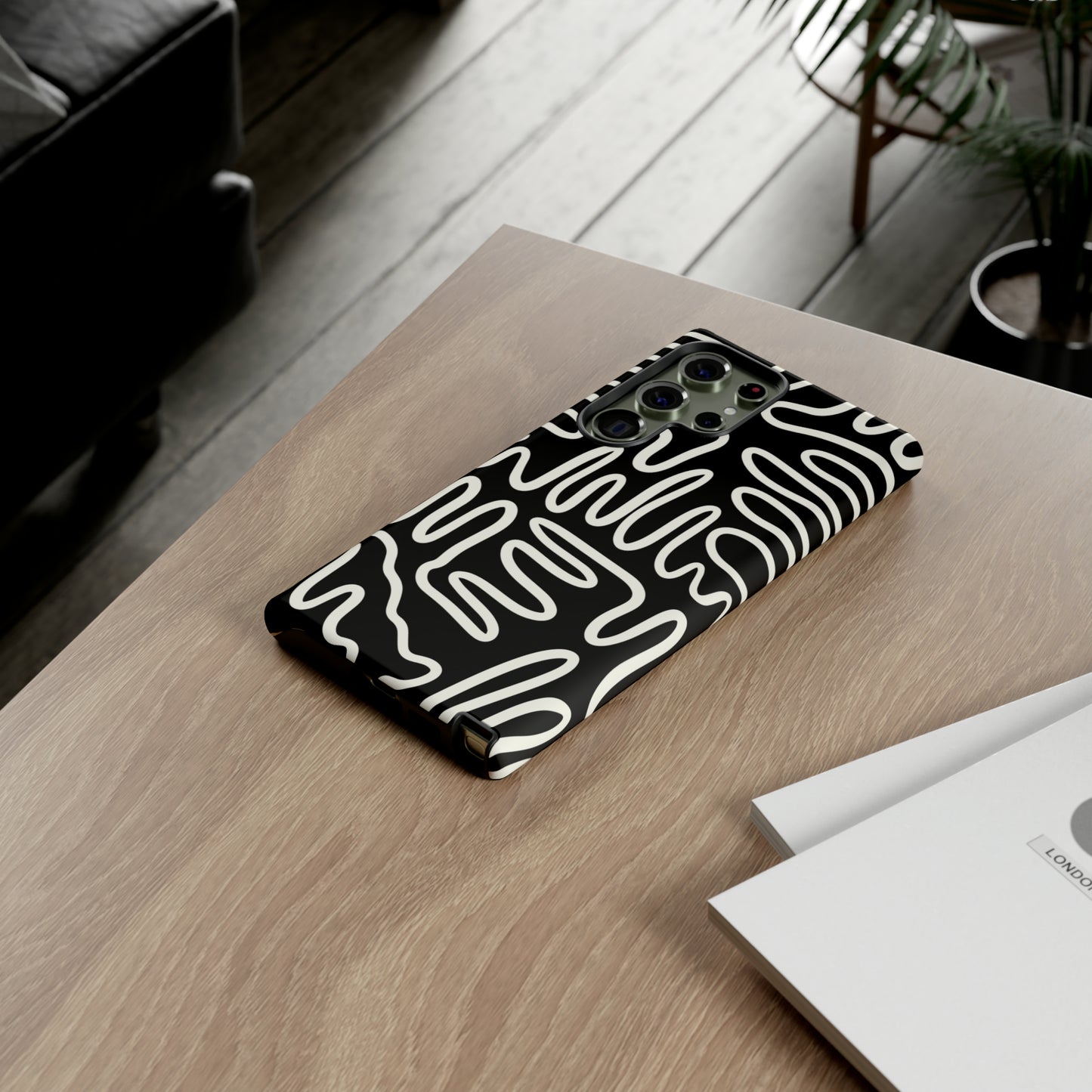 White and Black Squigles | Tough Phone Case