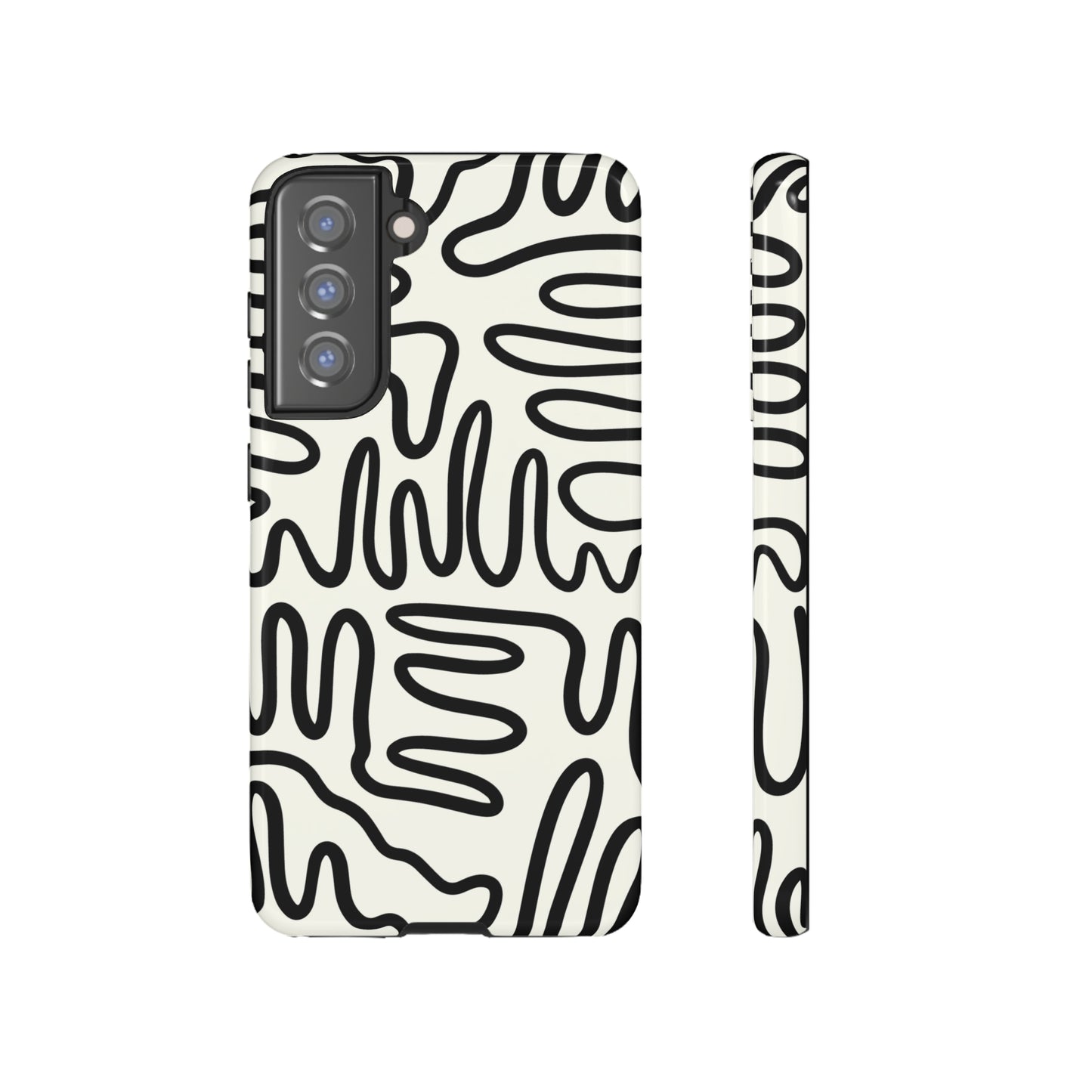 Black and White Squigles | Tough Phone Case