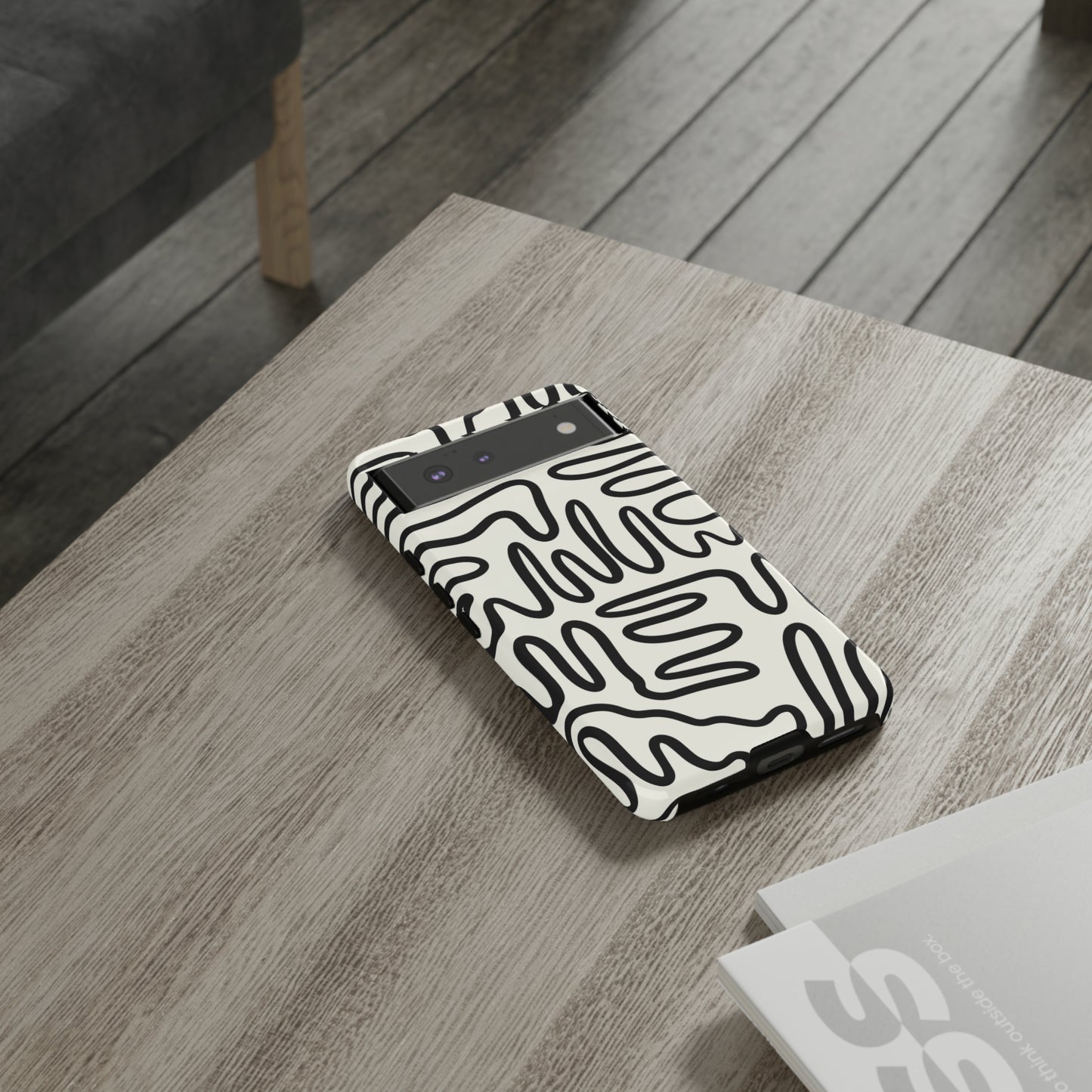 Black and White Squigles | Tough Phone Case