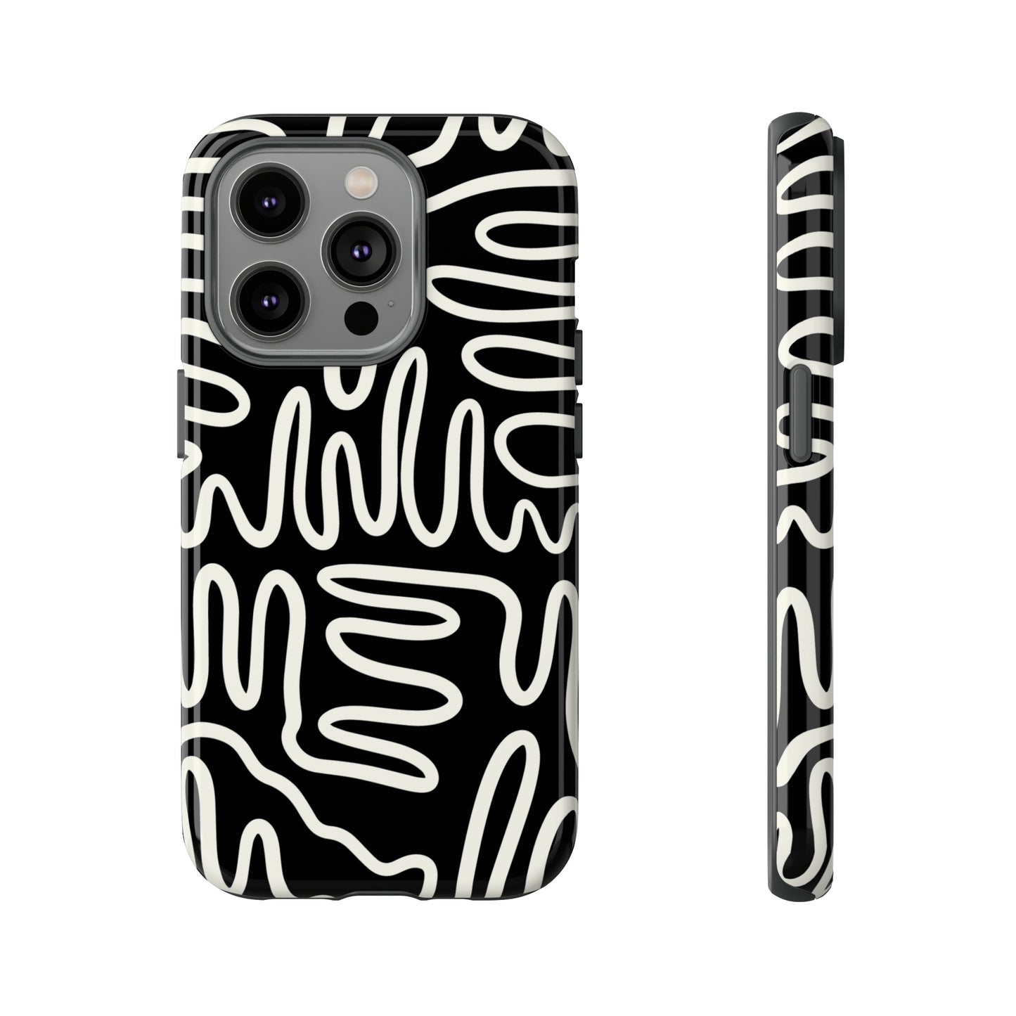 White and Black Squigles | Tough Phone Case