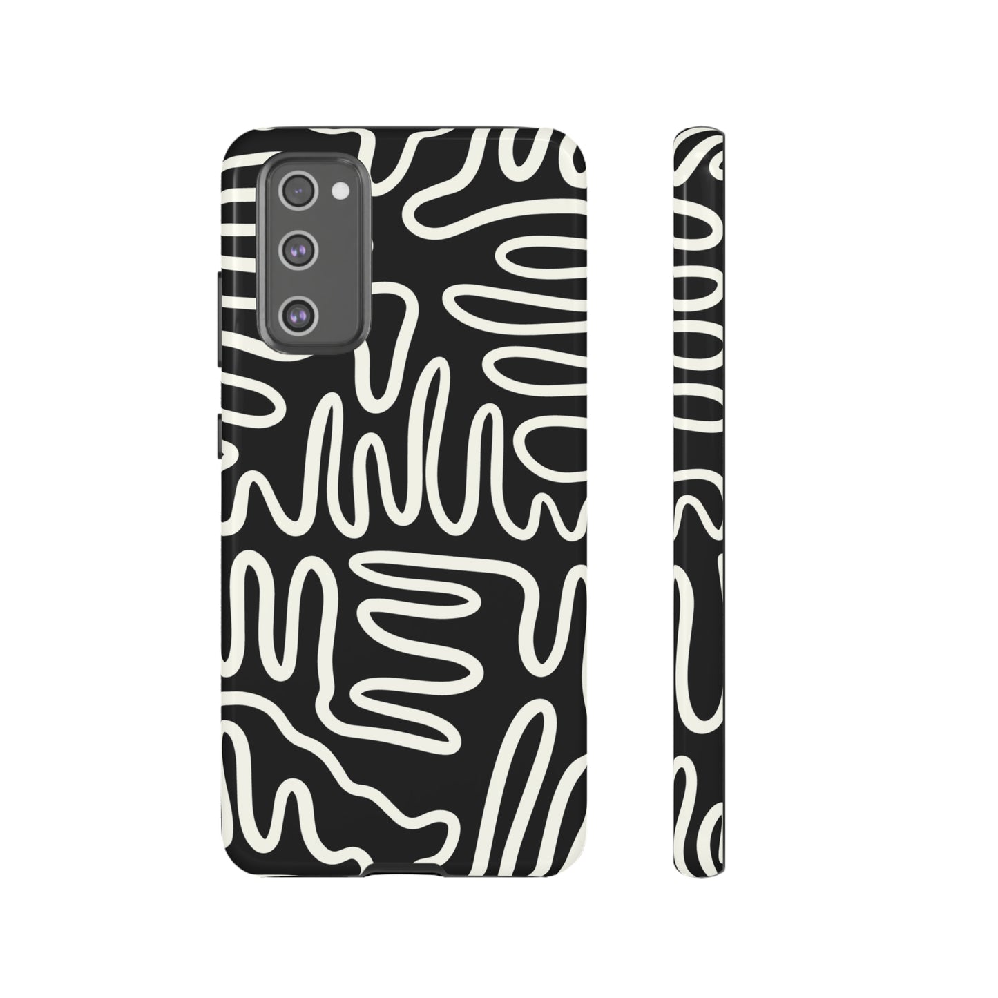 White and Black Squigles | Tough Phone Case