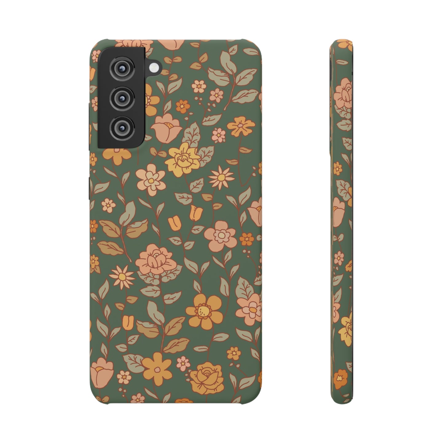 Green Old Fashioned Flowers / Snap Cases