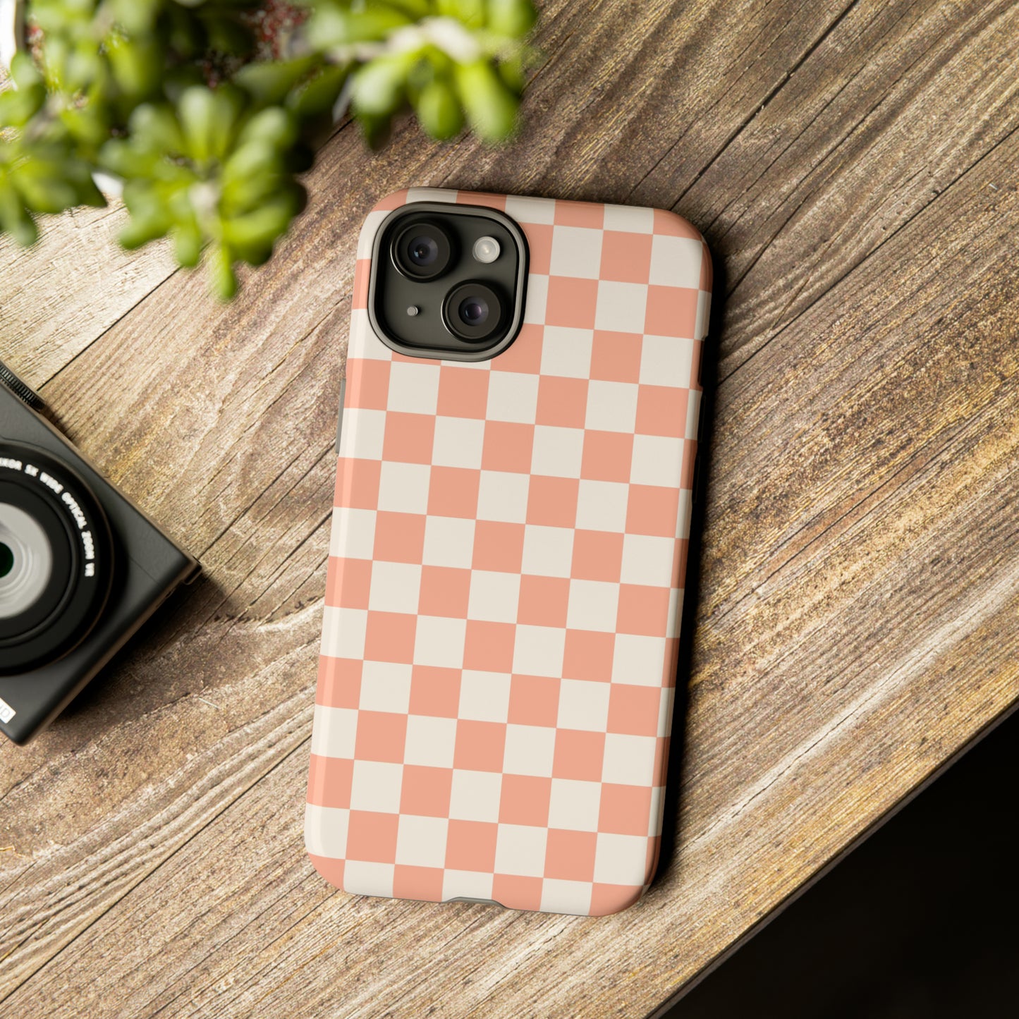 Light Peach Checkers | Tough Phone Case