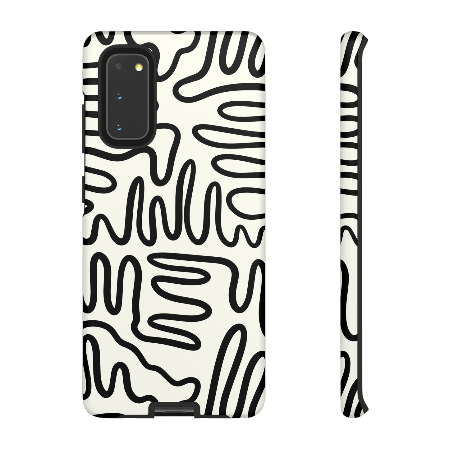 Black and White Squigles | Tough Phone Case