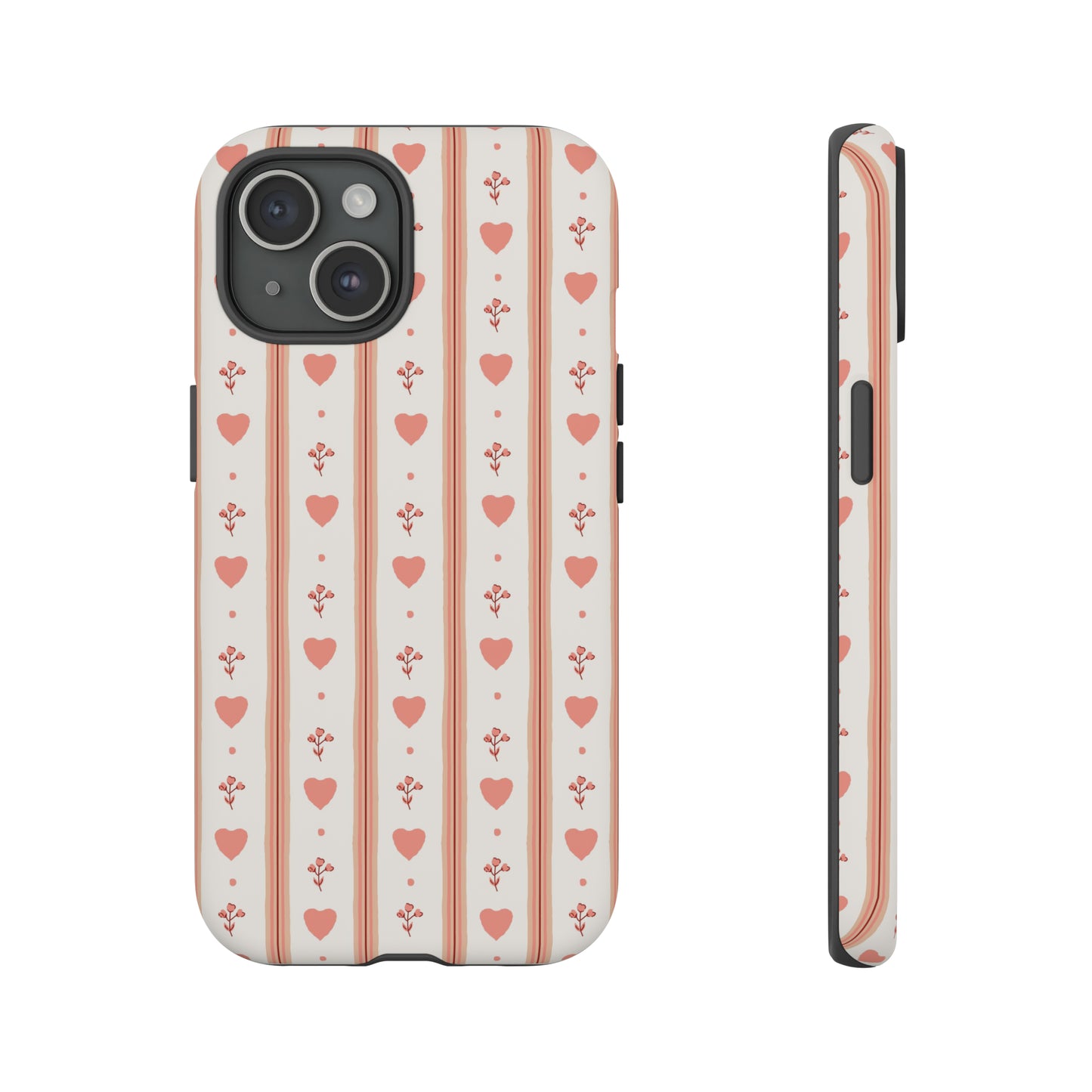 Light Pink Vintage Heart Pattern | Tough Phone Case