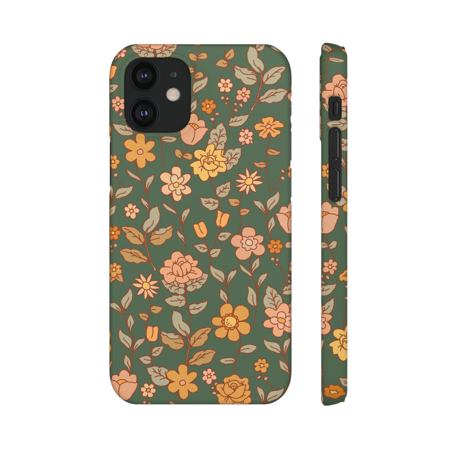 Green Old Fashioned Flowers / Snap Cases