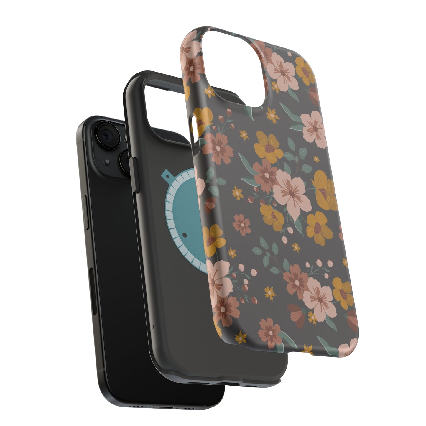 Black Faded Flowers | MagSafe Phone Cases