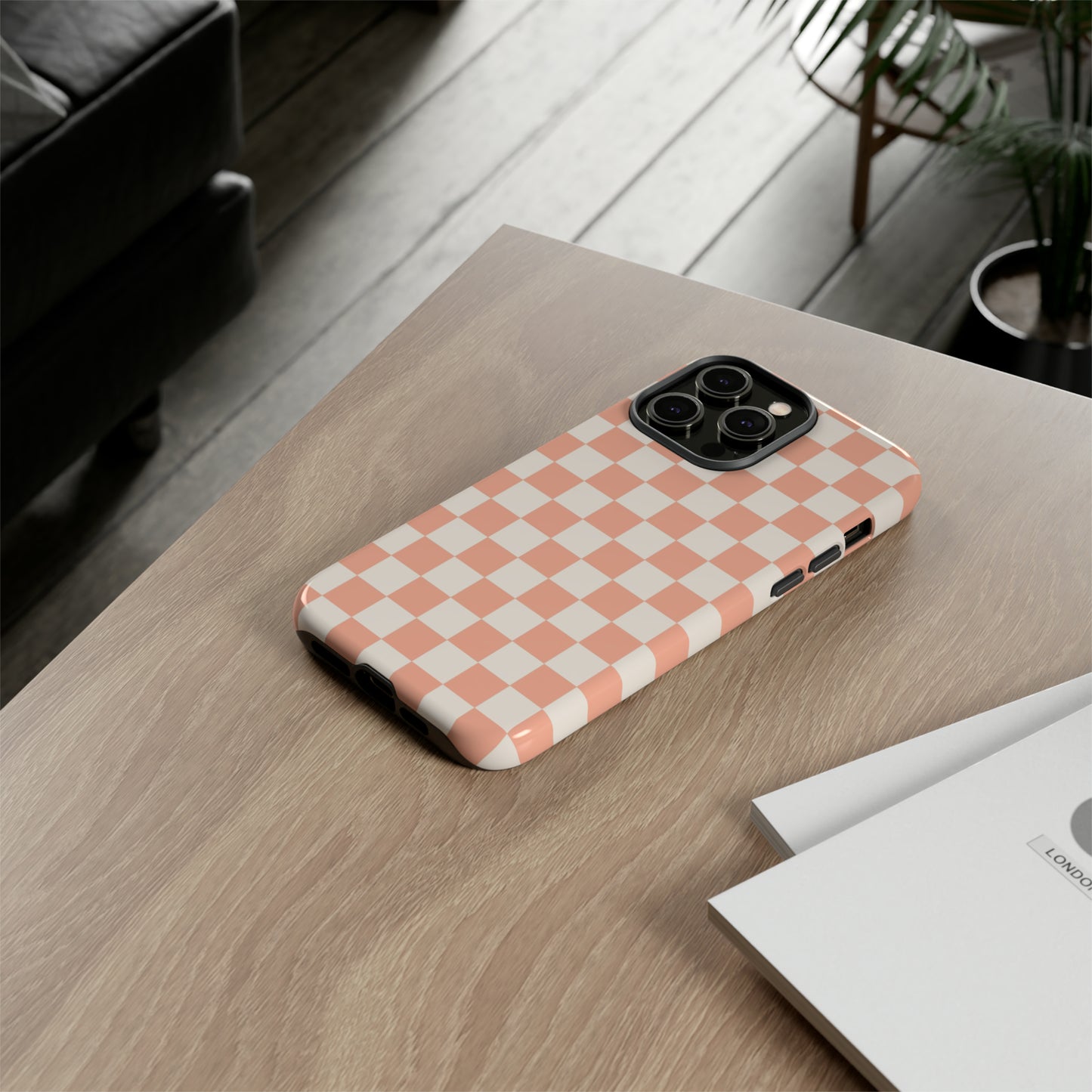 Light Peach Checkers | Tough Phone Case