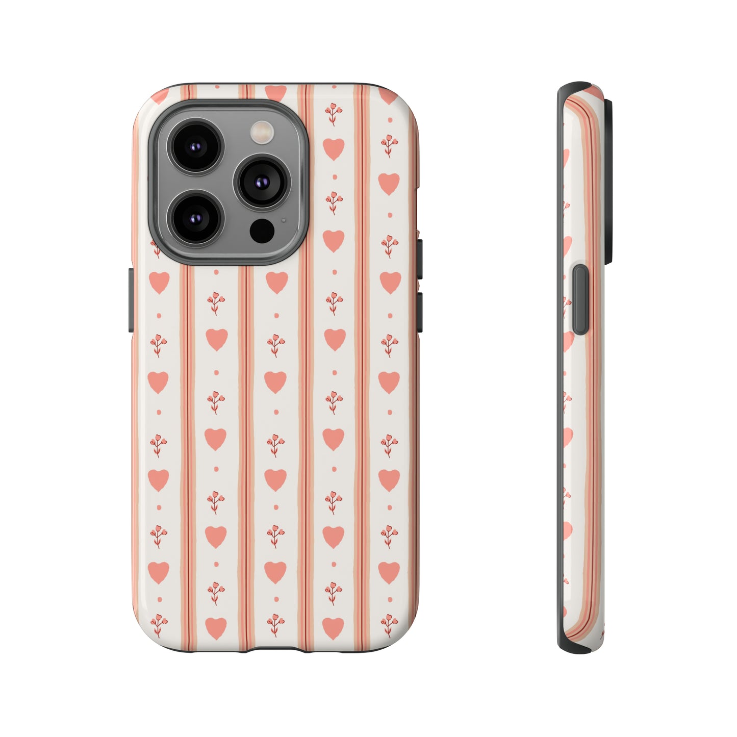 Light Pink Vintage Heart Pattern | Tough Phone Case