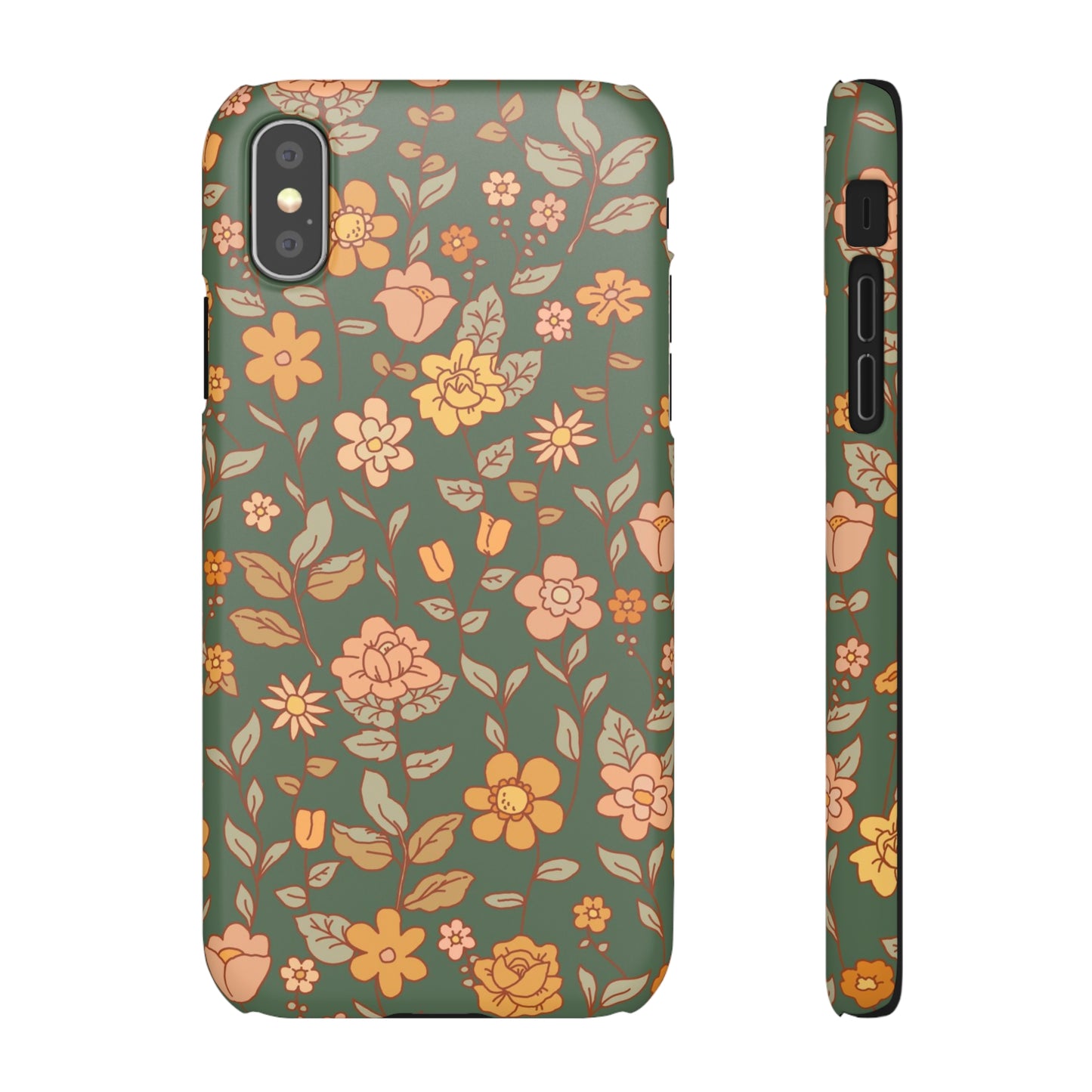 Green Old Fashioned Flowers / Snap Cases