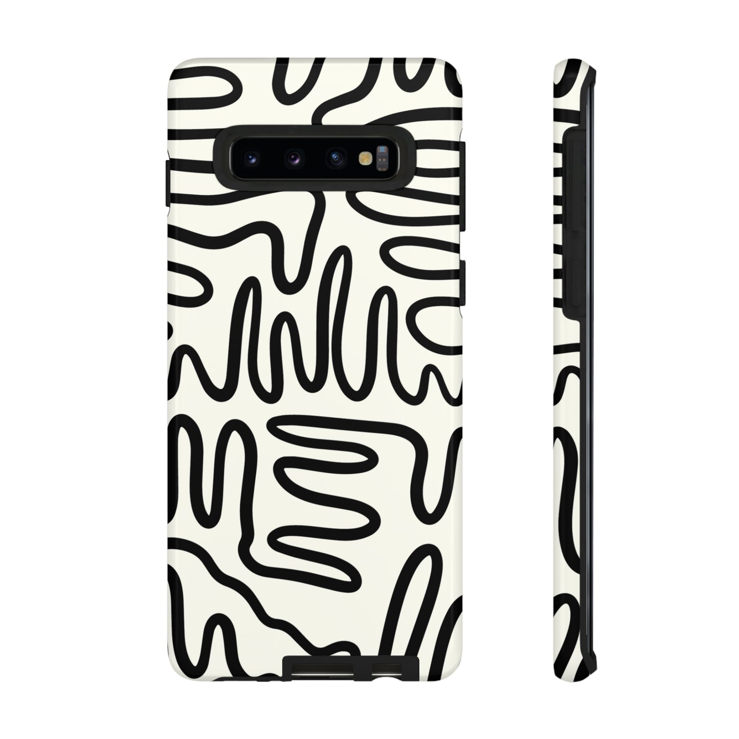 Black and White Squigles | Tough Phone Case