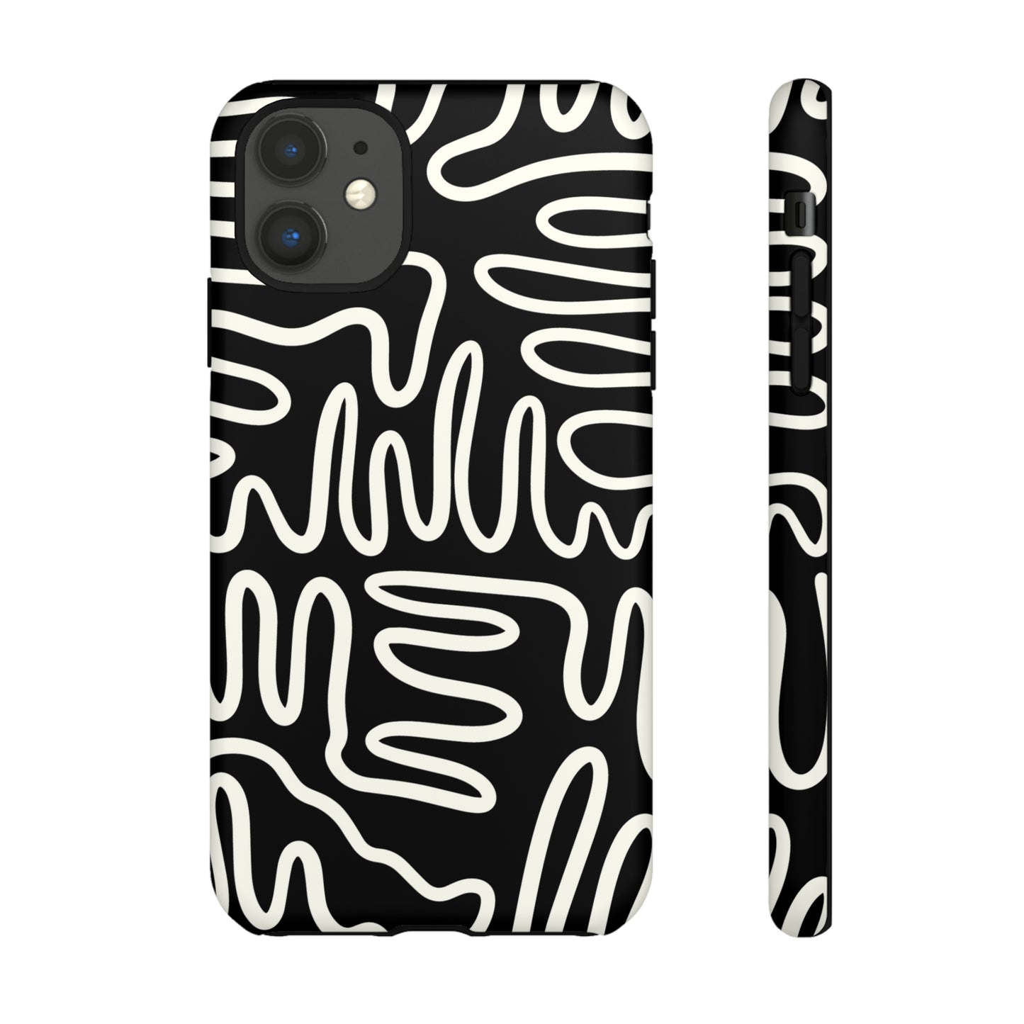 White and Black Squigles | Tough Phone Case