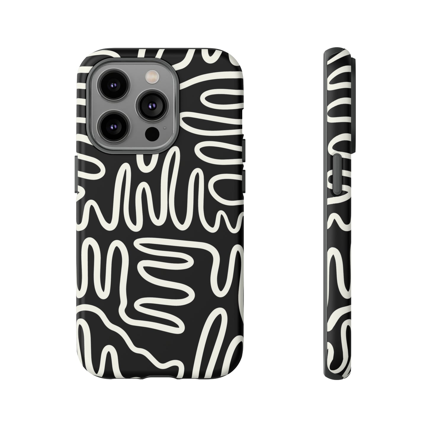 White and Black Squigles | Tough Phone Case