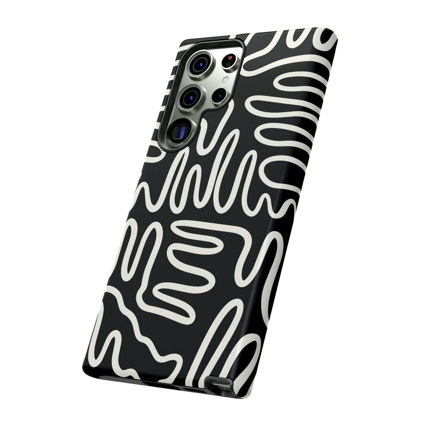 White and Black Squigles | Tough Phone Case