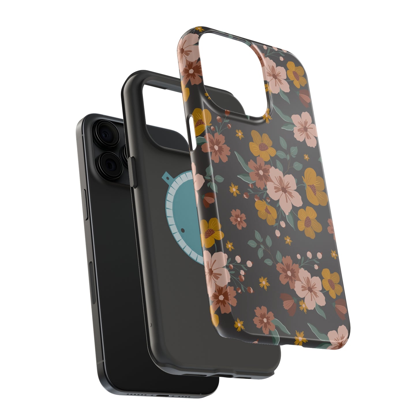 Black Faded Flowers | MagSafe Phone Cases