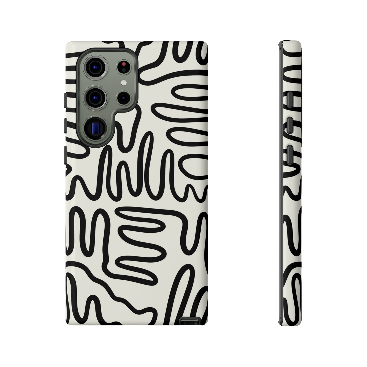 Black and White Squigles | Tough Phone Case