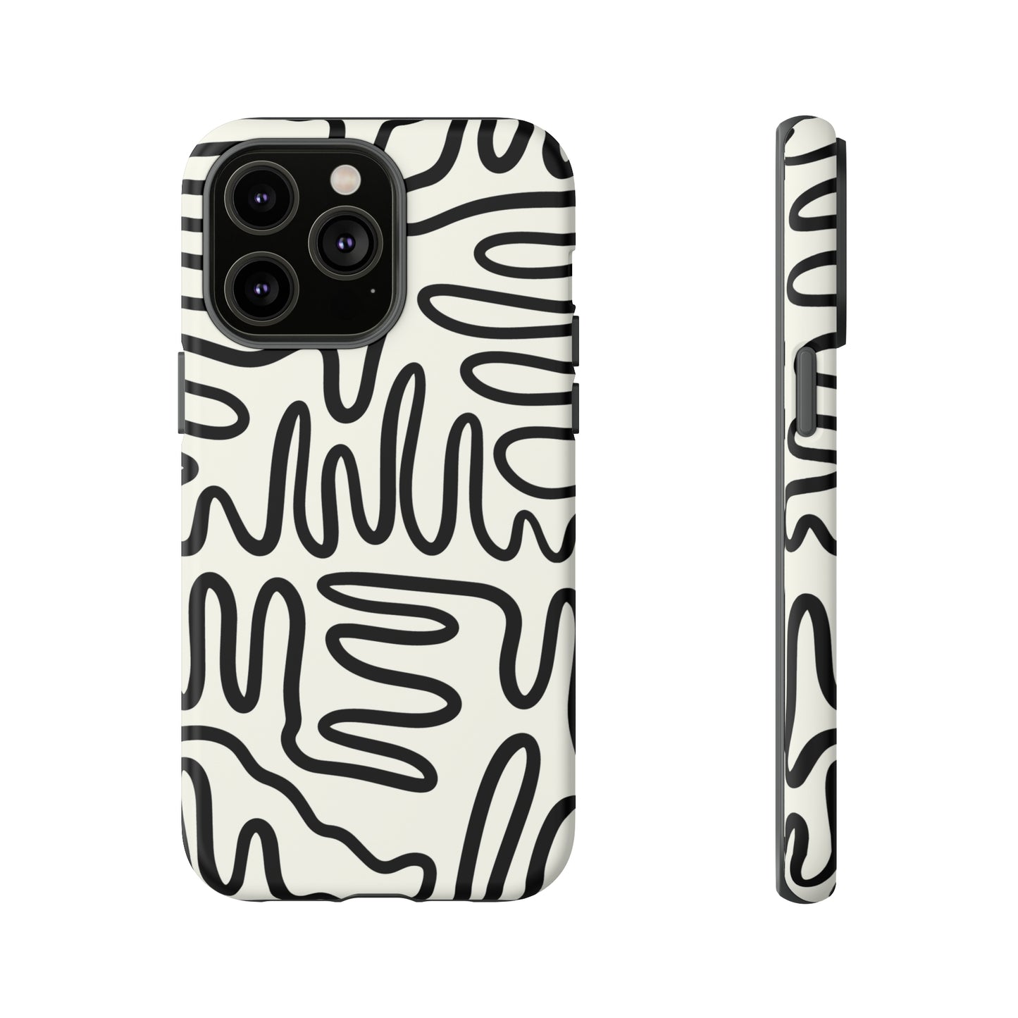 Black and White Squigles | Tough Phone Case