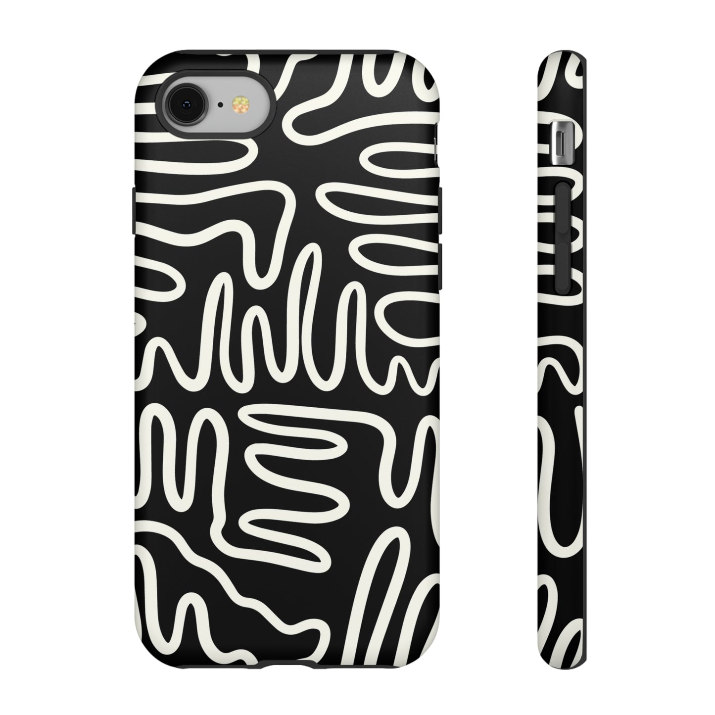 White and Black Squigles | Tough Phone Case