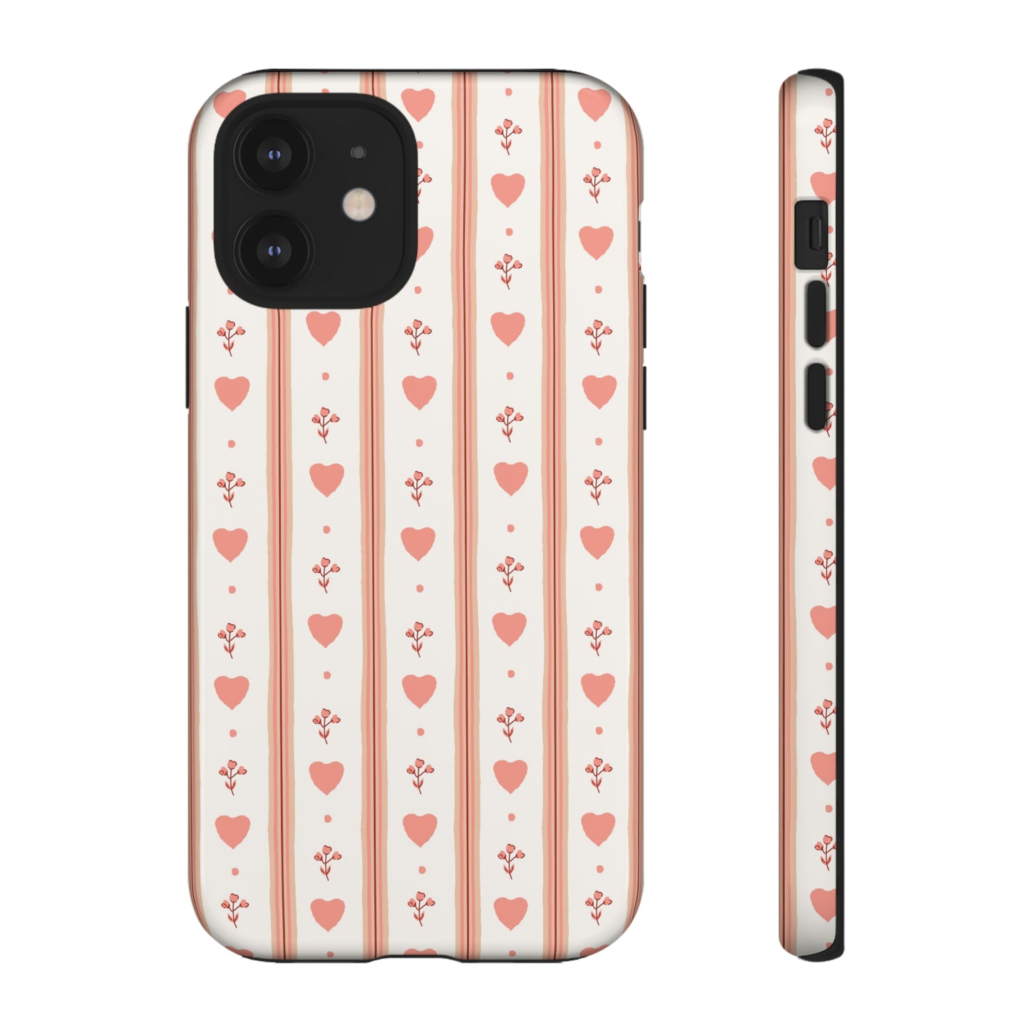 Light Pink Vintage Heart Pattern | Tough Phone Case